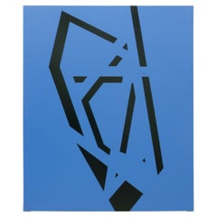 Contemporary Blue Black Abstract Canvas Art by Eduardo Barco - Mixed Technique