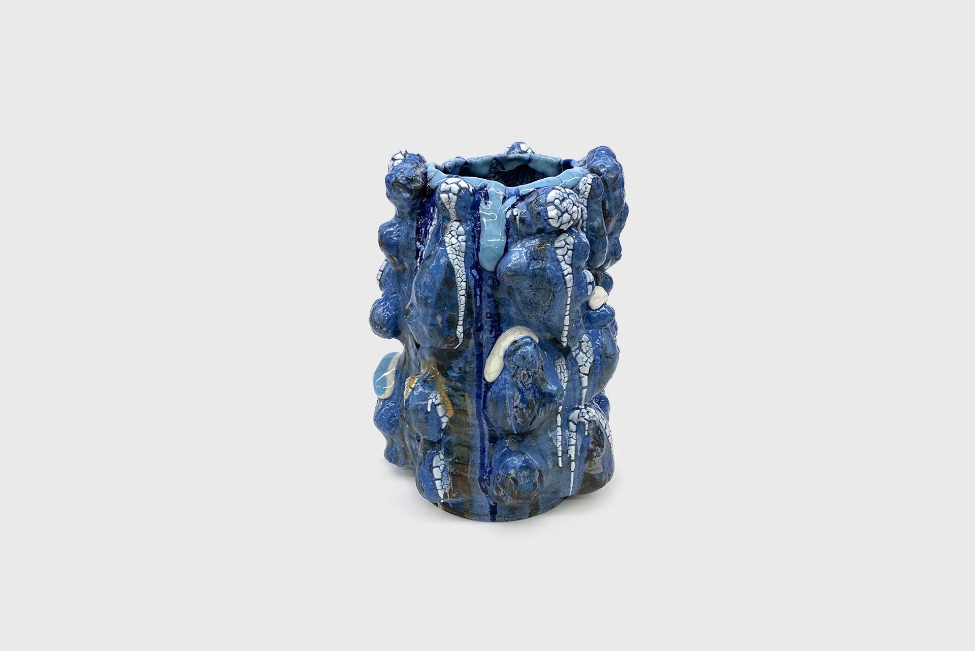 Contemporary Blue Ceramic Vessel by Vince Palacios American Ceramic Artist 1