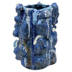 Contemporary Blue Ceramic Vessel by Vince Palacios American Ceramic Artist