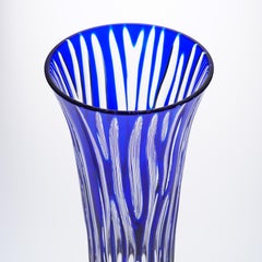 Contemporary Blue Crystal Vase Zebra Design Modern