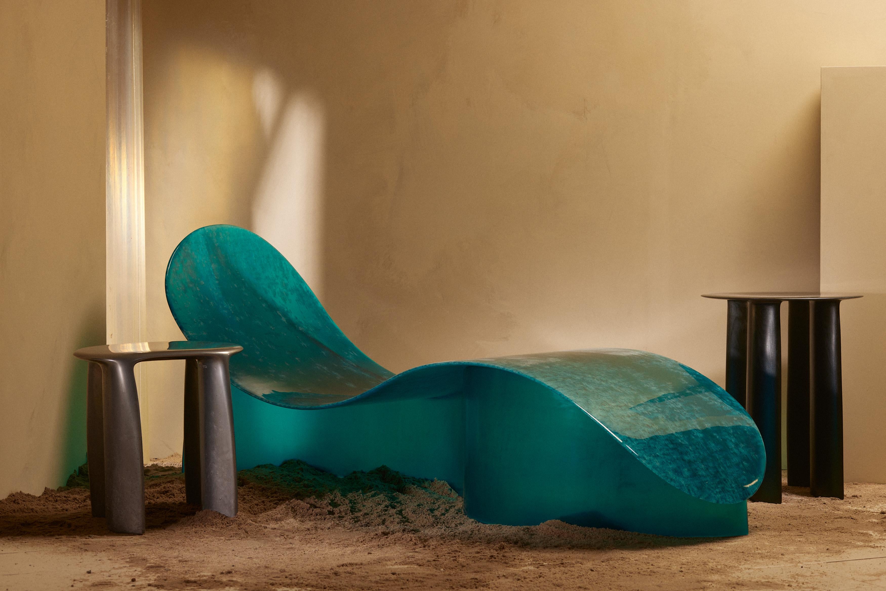 Resin Contemporary Blue Fiberglass New Wave Chaise Lounge 'Unique', by Lukas Cober