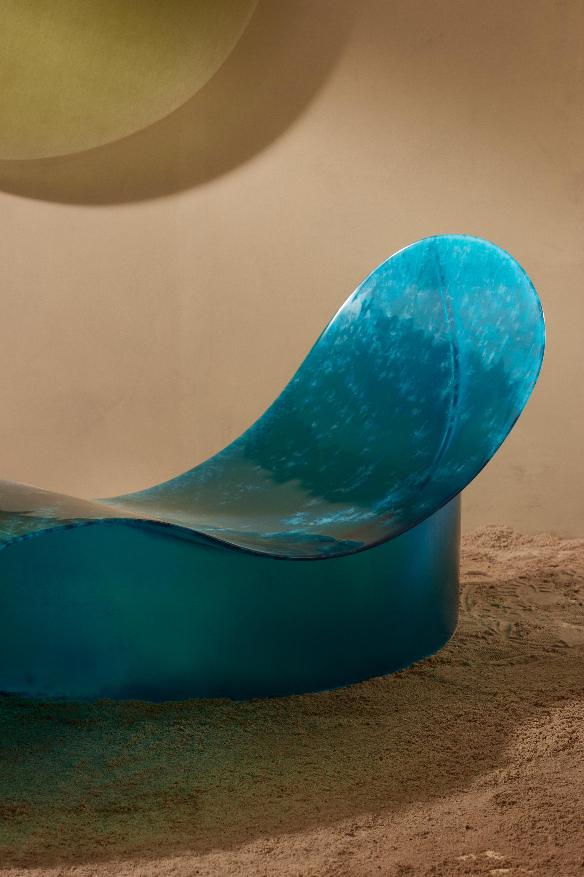 Contemporary Blue Fiberglass New Wave Chaise Lounge 'Unique', by Lukas Cober 3