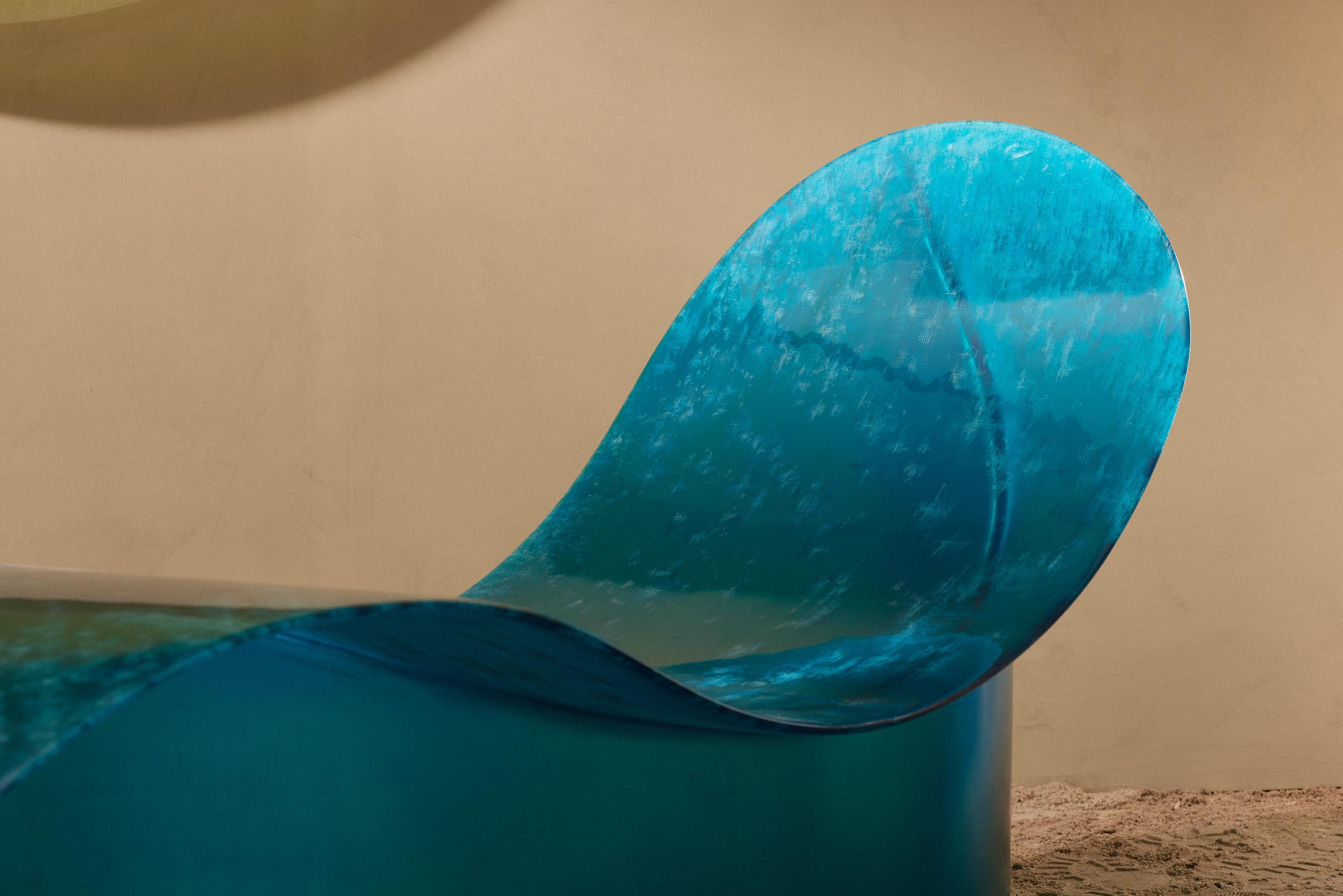 Contemporary Blue Fiberglass New Wave Chaise Lounge 'Unique', by Lukas Cober 4