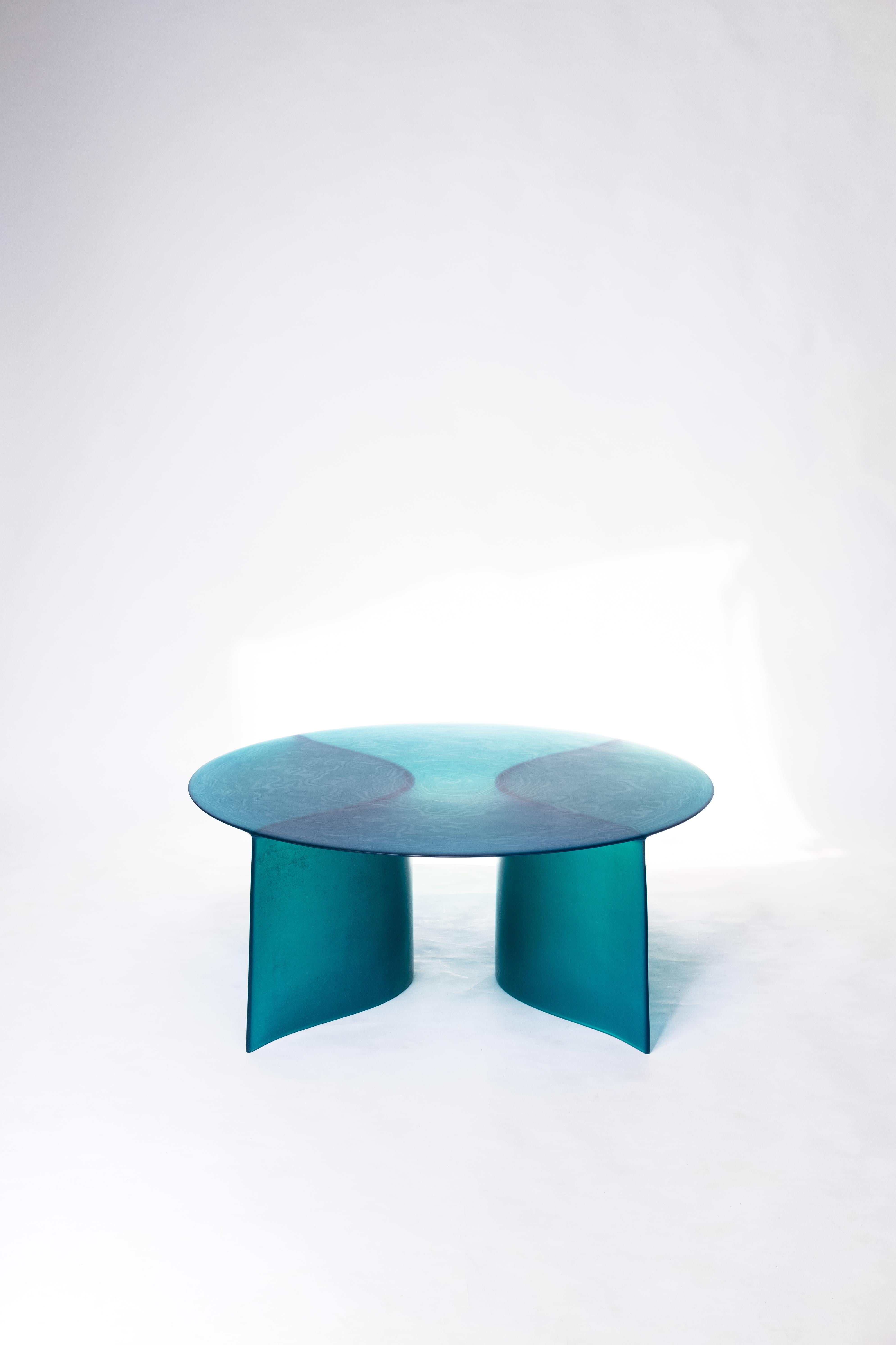 Néerlandais Contemporary Blue Fiberglass, New Wave Coffee Table Round 120cm, by Lukas Cober