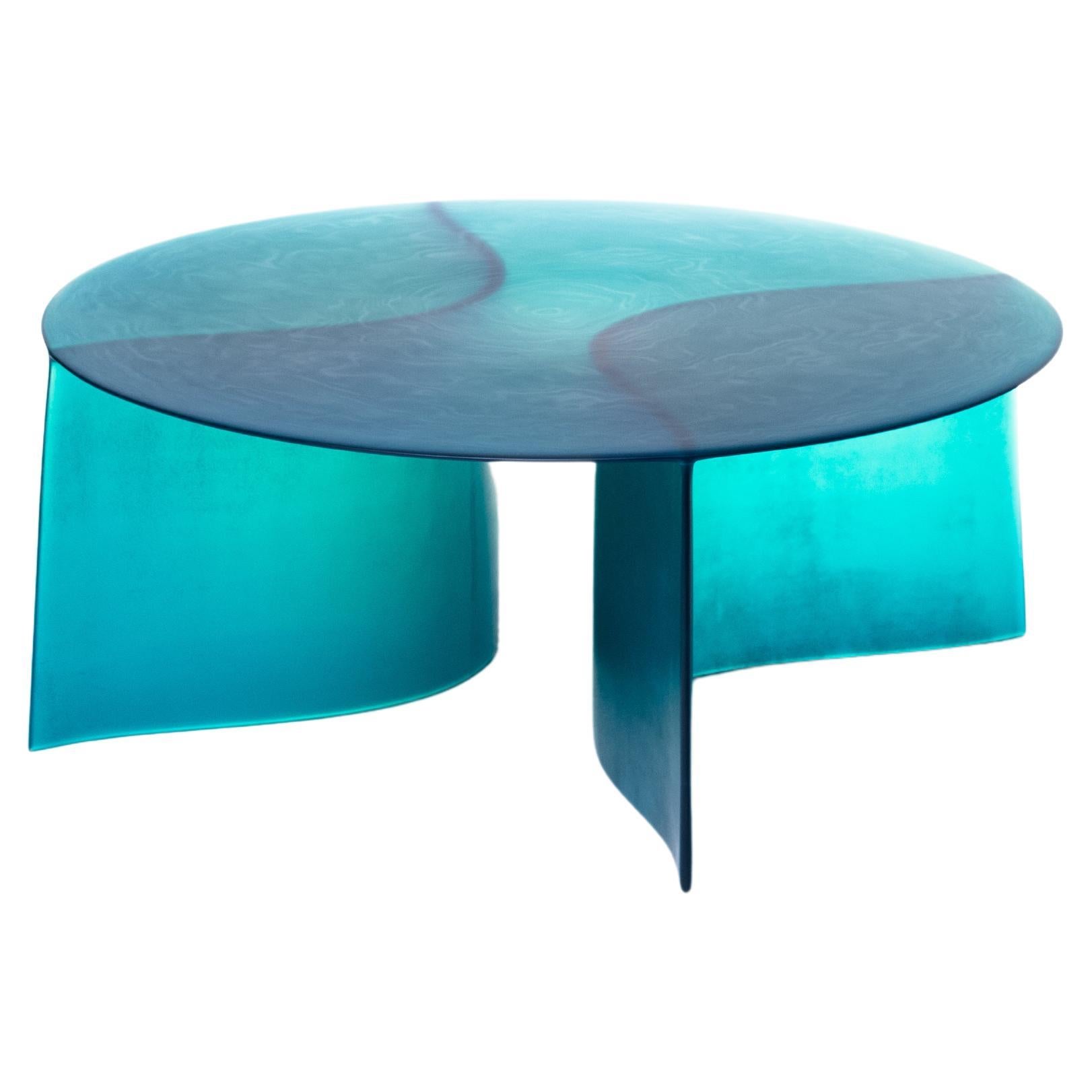 Contemporary Blue Fiberglass, New Wave Coffee Table Round 120cm, by Lukas Cober For Sale