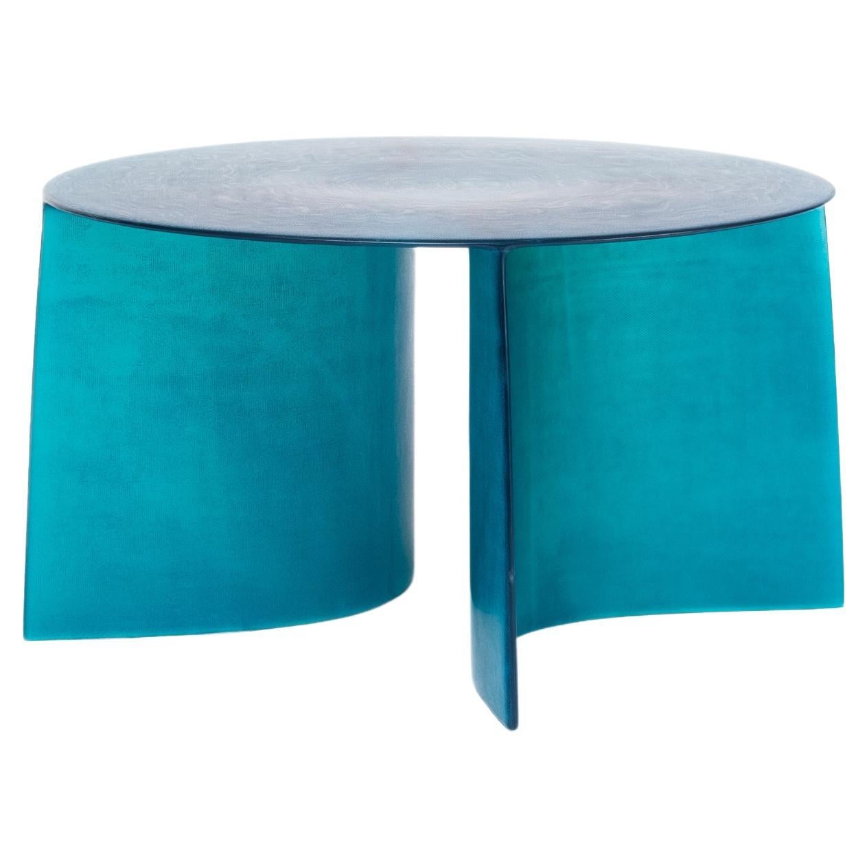 Contemporary Blue Fiberglass, New Wave Dining Table 125 D, by Lukas Cober