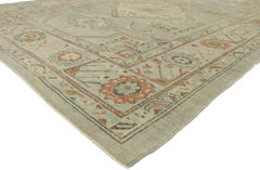 Contemporary Blue-Gray Turkish Oushak Carpet, 09'01 x 12'01