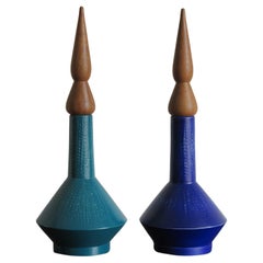 Contemporary Blue Green Ceramic Vases Designed by Capperidicasa, Made in Italy