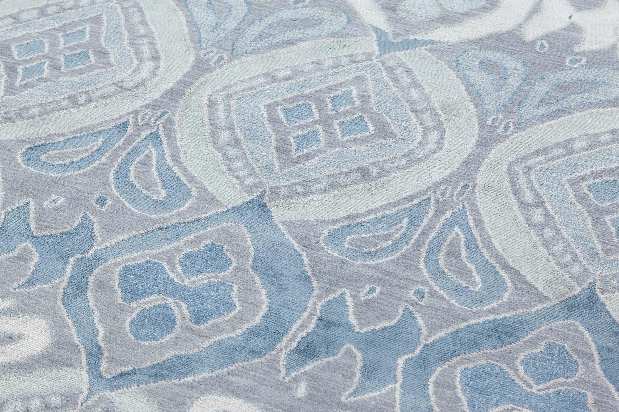 Alfombra Mandorla contemporánea azul-gris de Doris Leslie Blau Moderno en venta