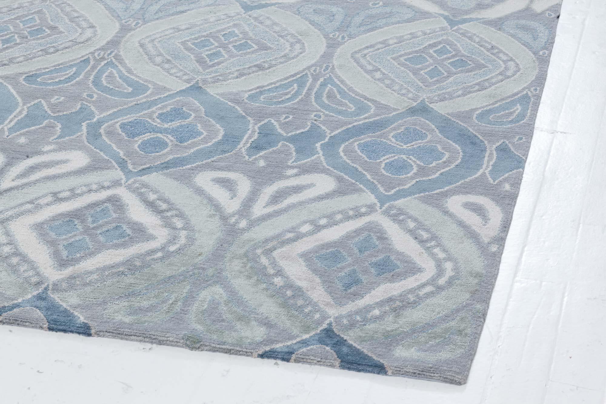 Alfombra Mandorla contemporánea azul-gris de Doris Leslie Blau Siglo XXI y contemporáneo en venta