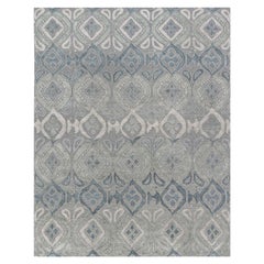 Zeitgenössischer blau-grauer Mandorla-Teppich von Doris Leslie Blau