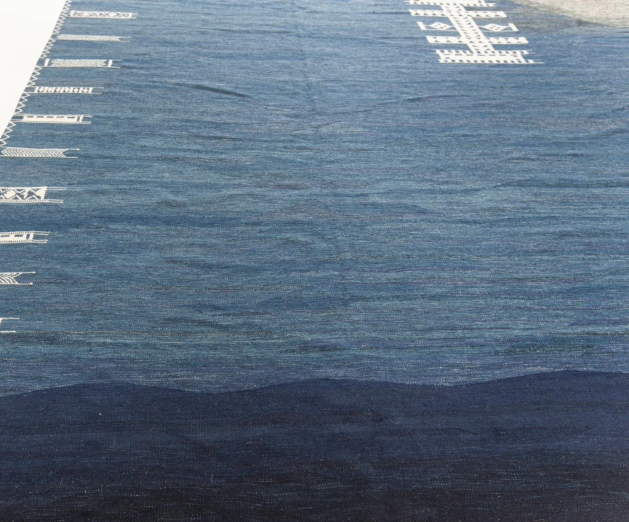Hand-Knotted Contemporary Blue Kilim Rug by Doris Leslie Blau For Sale