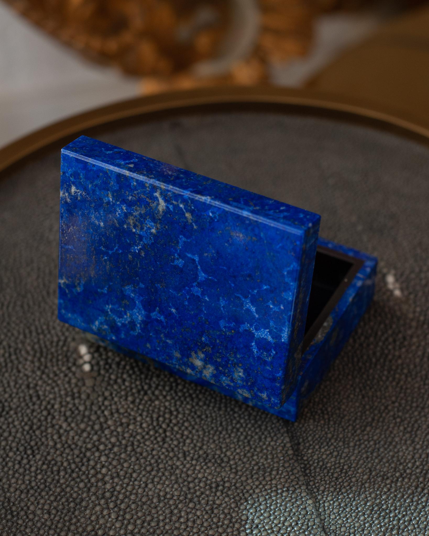 Contemporary Blue Lapis Lazuli Box with Hinged Lid For Sale at 1stDibs