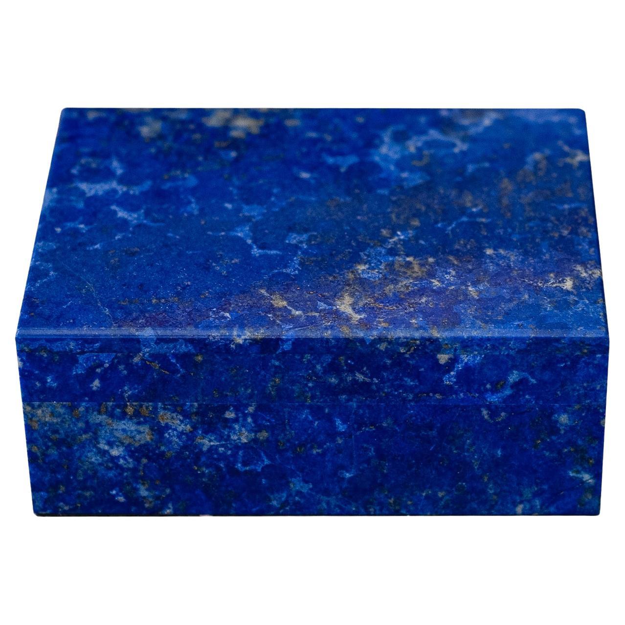 Contemporary Blue Lapis Lazuli Box with Hinged Lid