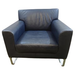 Contemporary Blue Leather Armchair by Walter Knoll