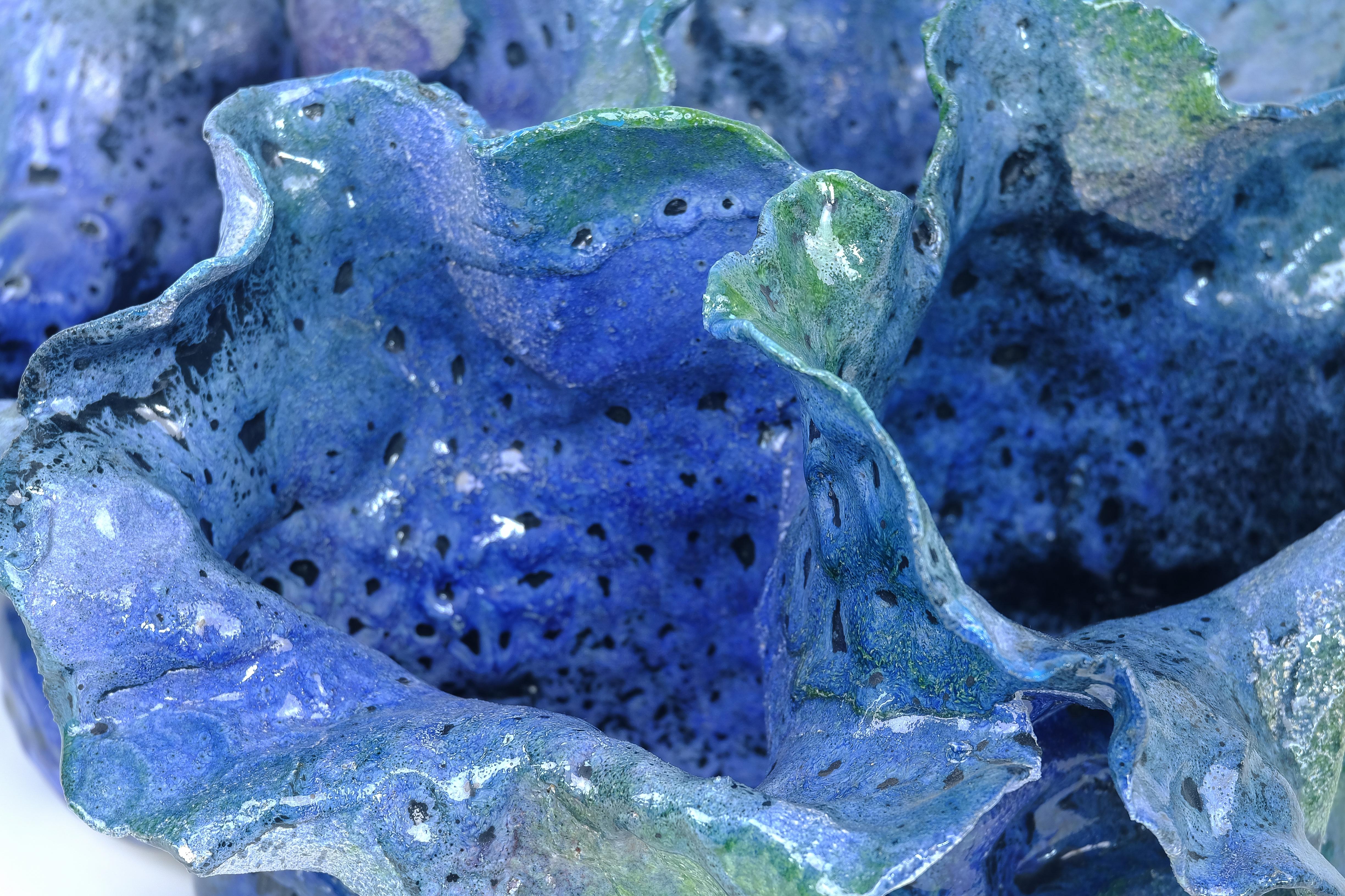 Contemporary Italian Blue Earthenware Sculpture  For Sale 1