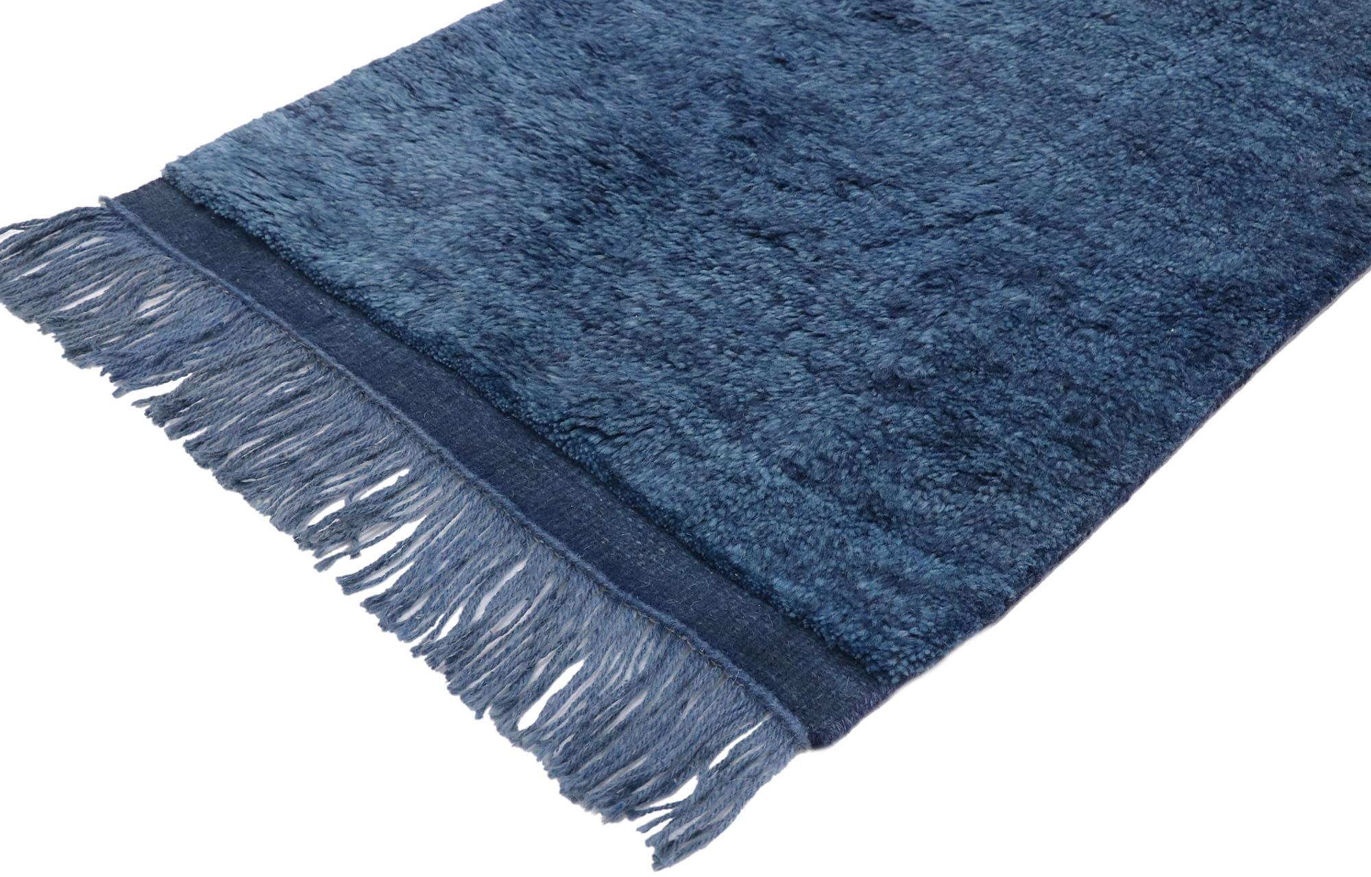 Modern Contemporary Blue Moroccan Rug For Sale