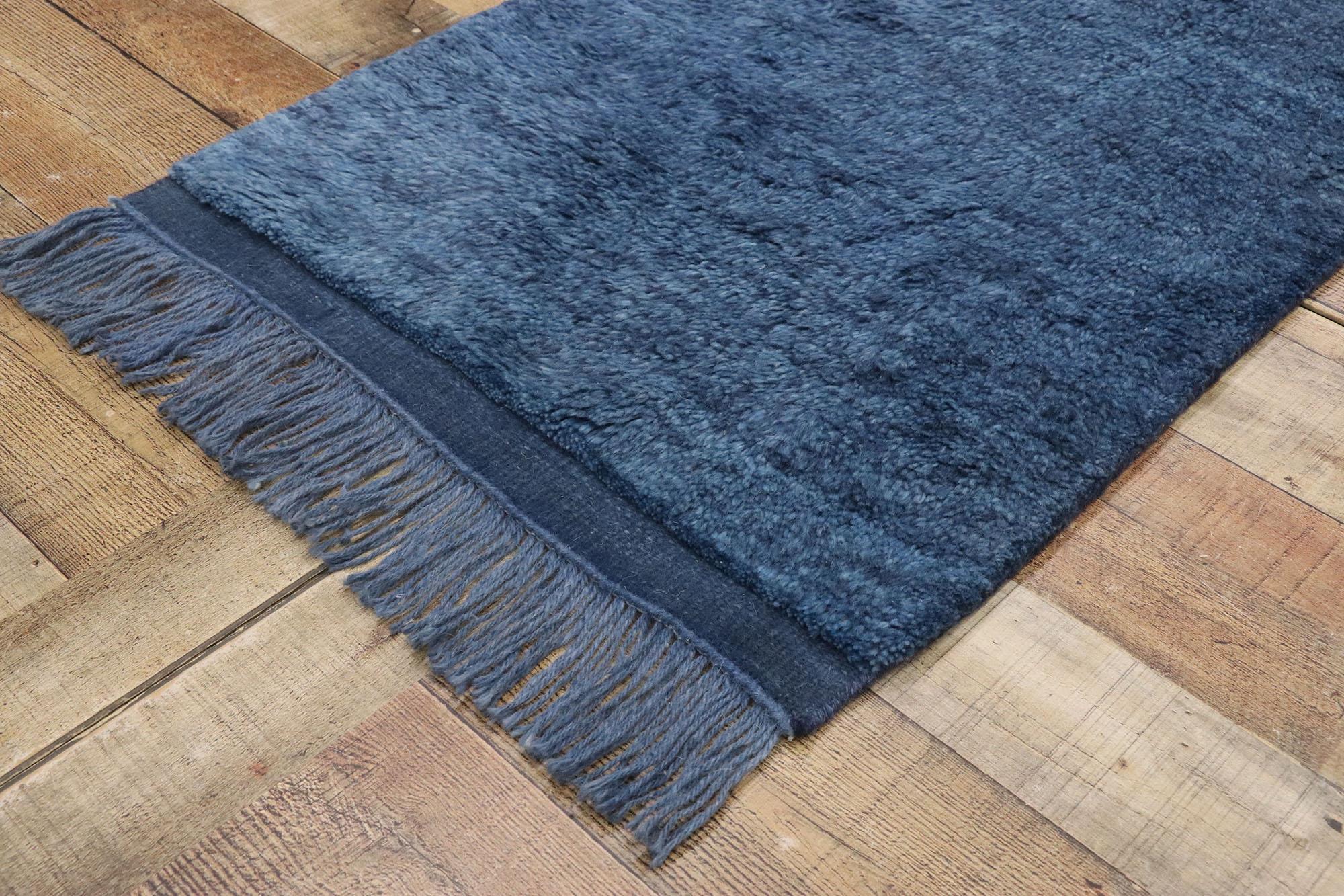 Wool Contemporary Blue Moroccan Rug For Sale