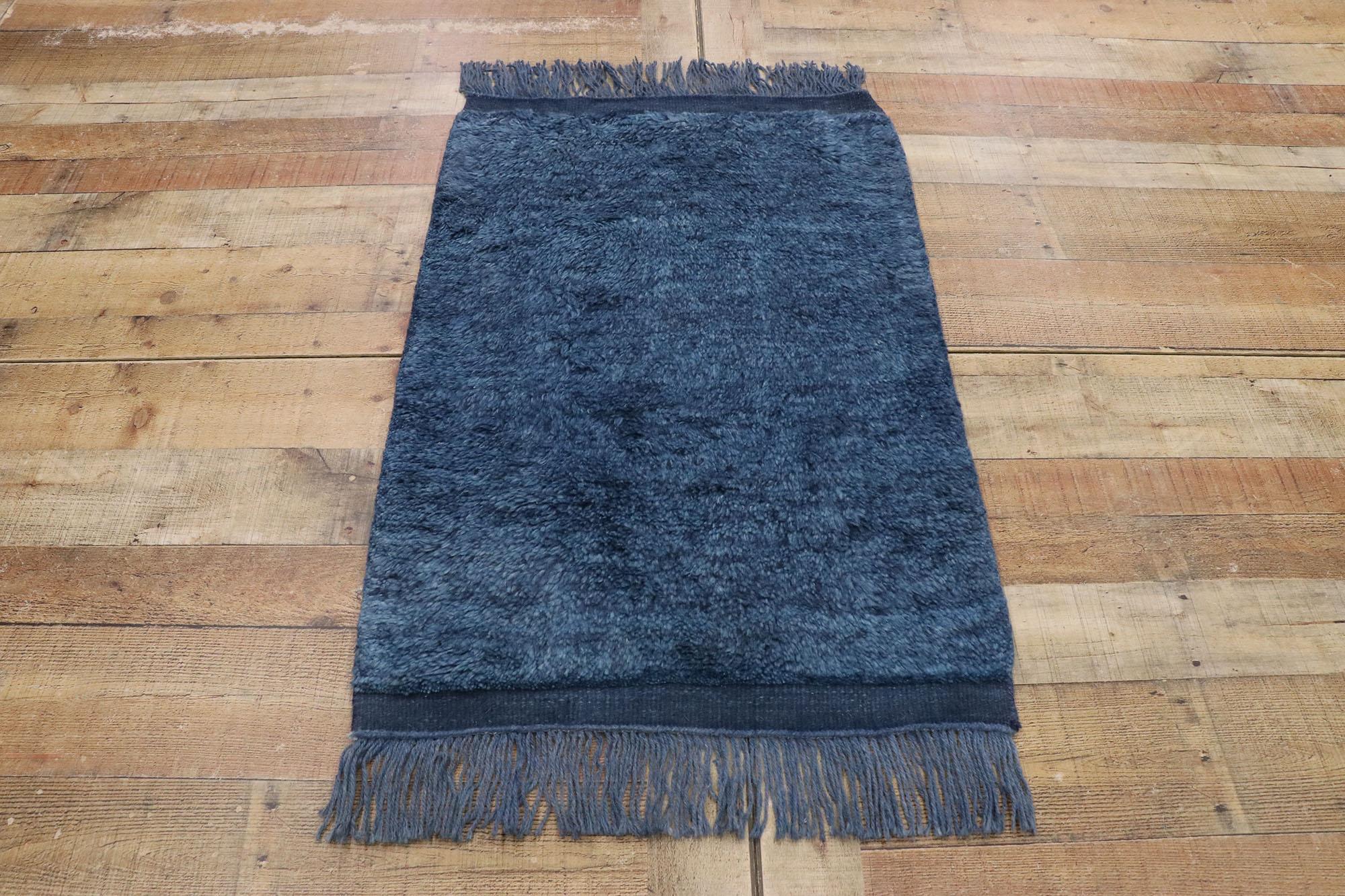 XXIe siècle et contemporain Tapis marocain contemporain bleu