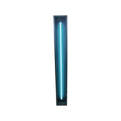 Contemporary Blue Neon and Oak Light Box