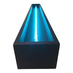 Contemporary Blue Neon and Oak Light Box