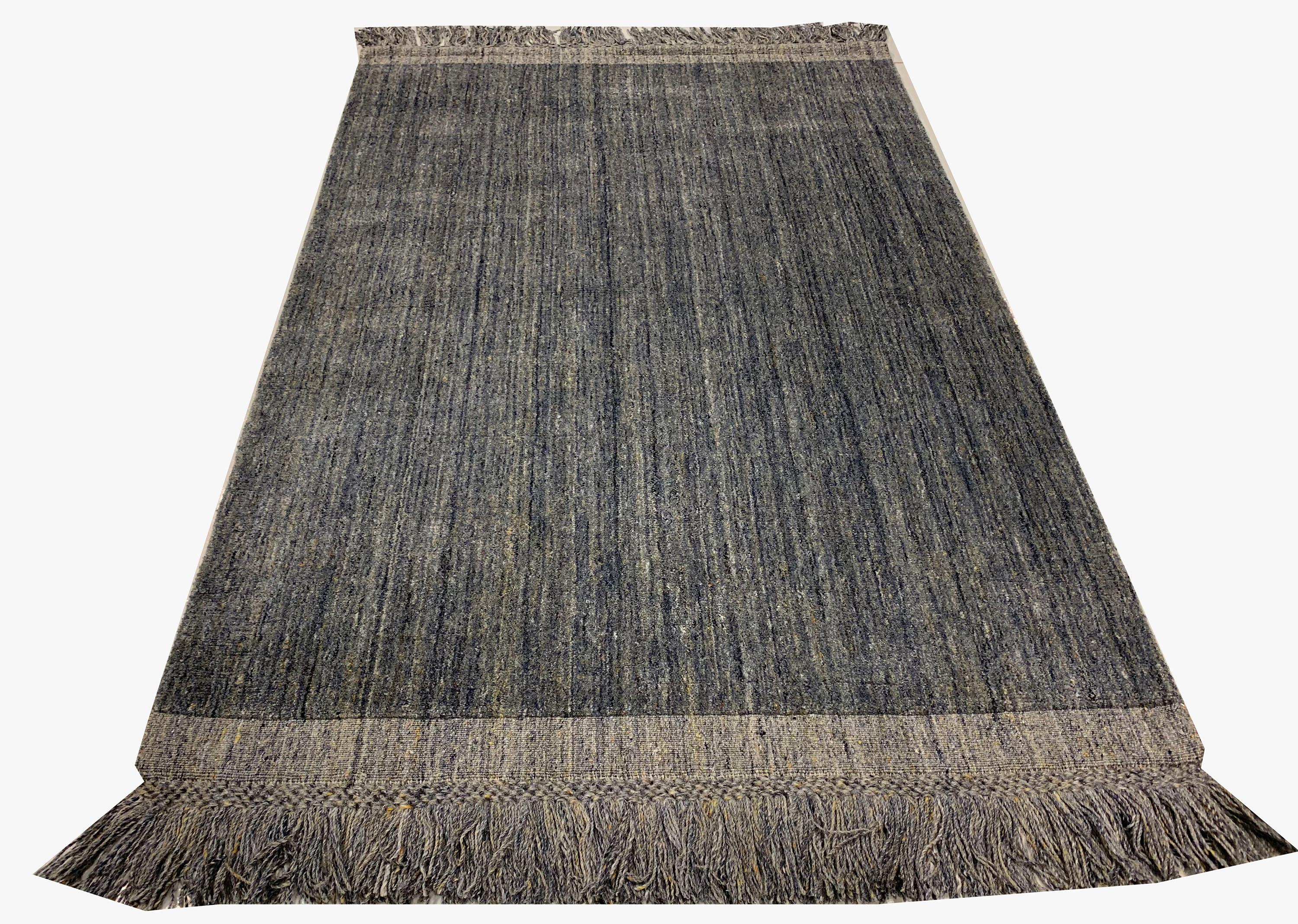 Zeitgenössische Blau Omni Bereich Teppich 4' x 6' (Handgeknüpft) im Angebot