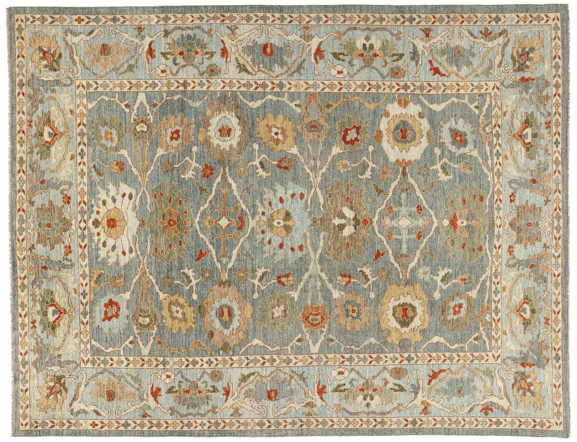 Contemporary Blue Persian Sultanabad Rug For Sale 4