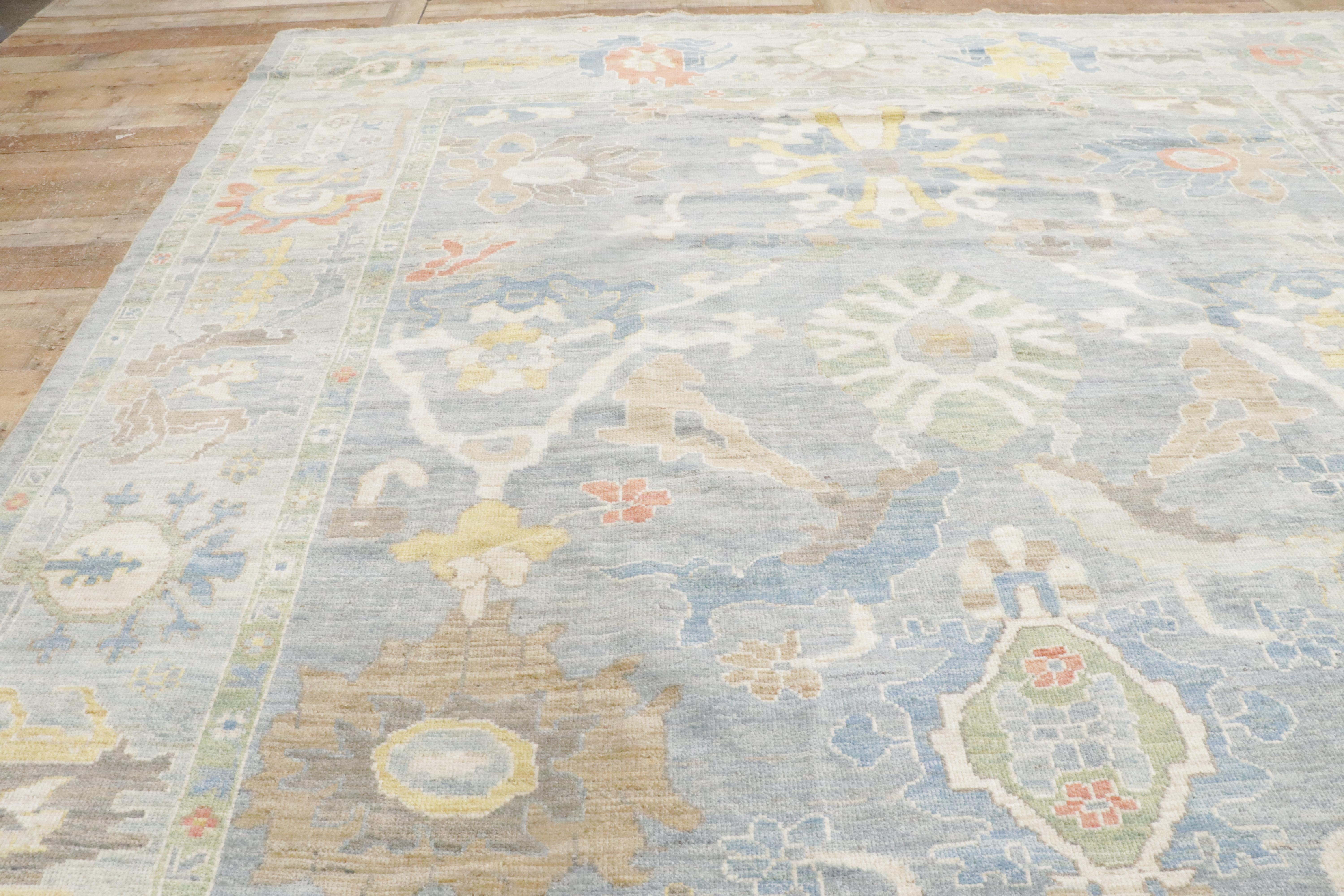 New Contemporary Blue Persian Sultanabad Rug with Transitional Style For Sale 6