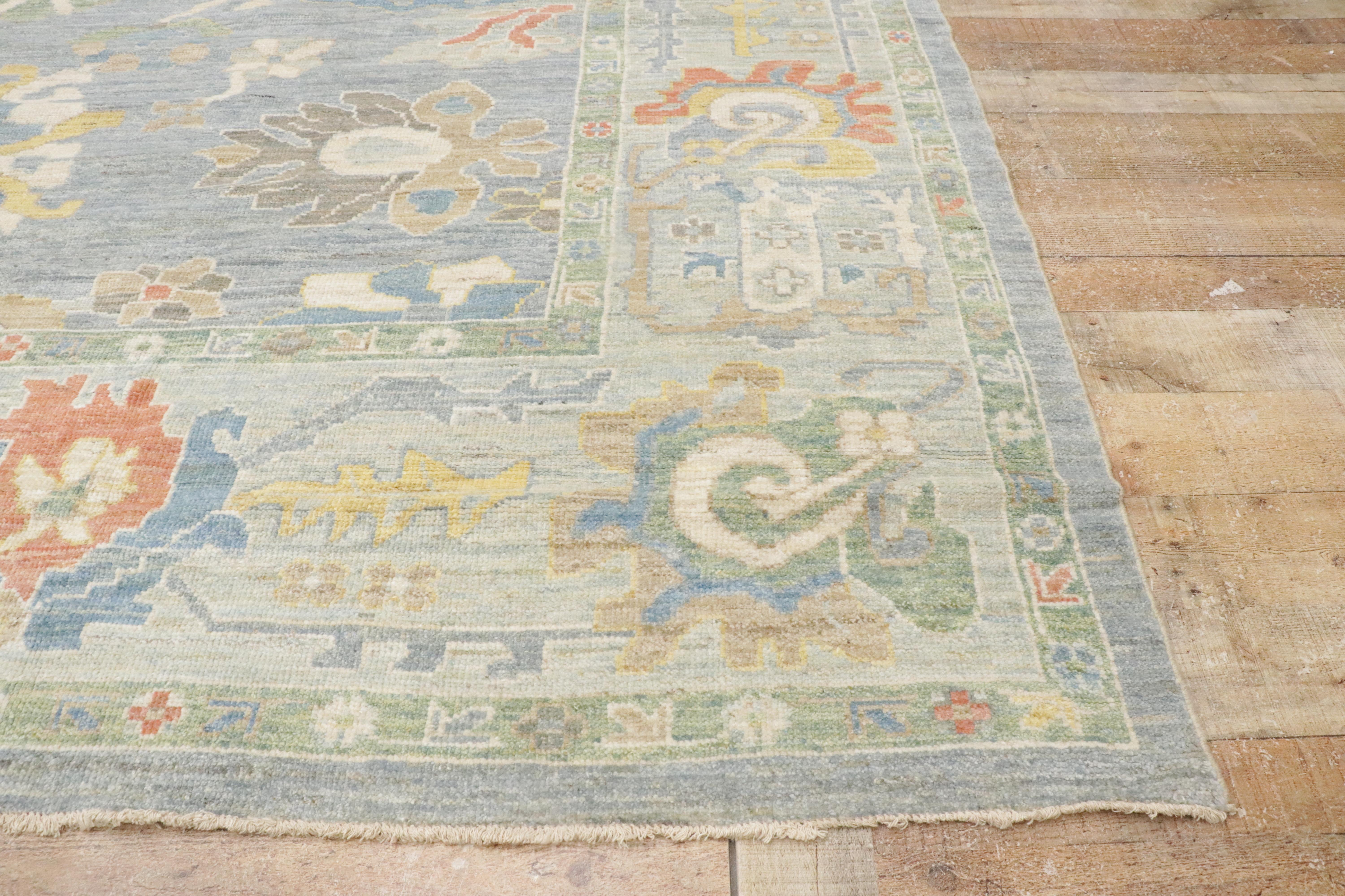 New Contemporary Blue Persian Sultanabad Rug with Transitional Style For Sale 8