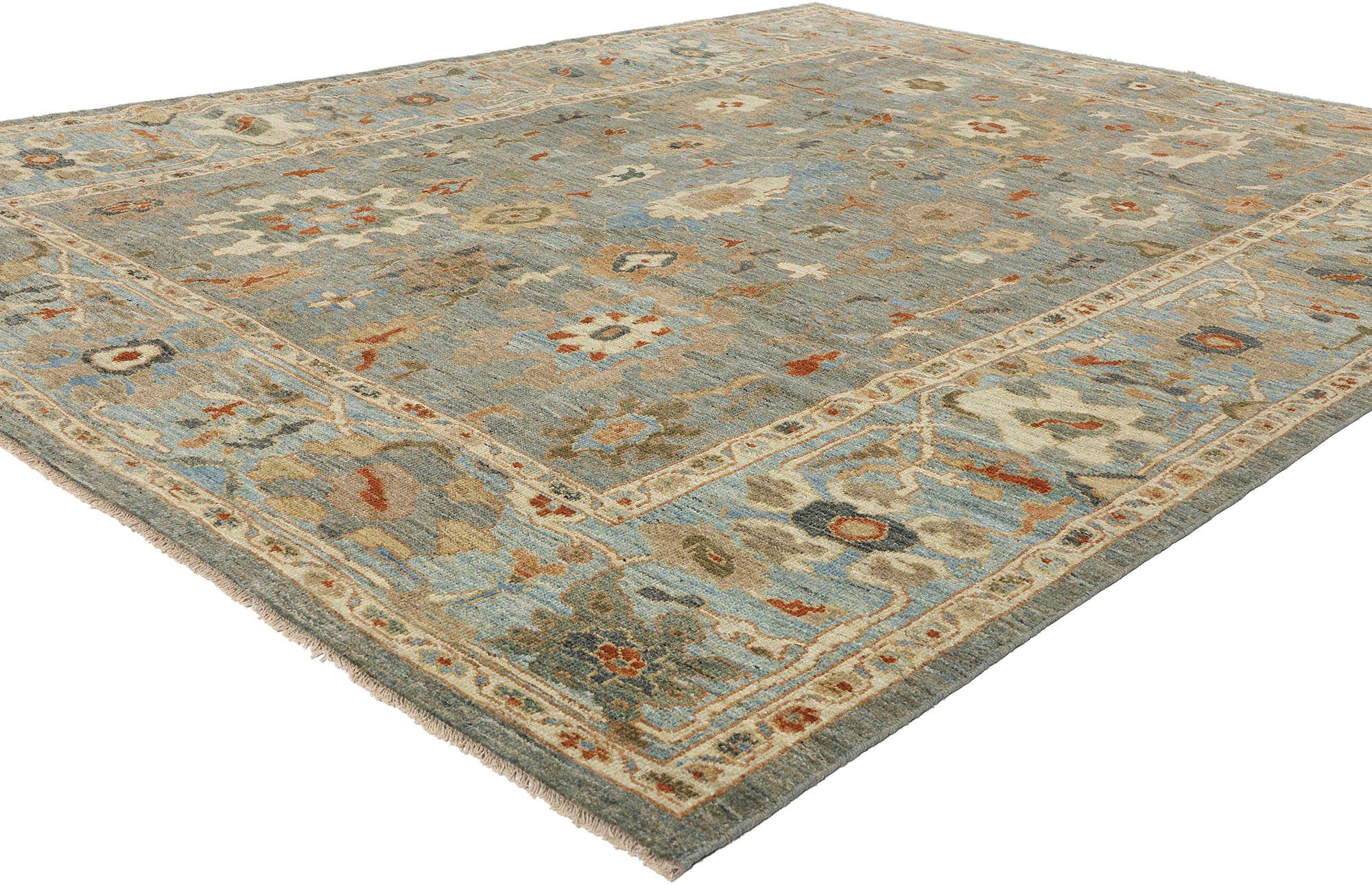 61284 Modern Blue Persian Sultanabad Rug, 08'01 x 10'07. Emerging from Iran's Sultanabad region, Persian Sultanabad rugs are renowned for their exceptional craftsmanship, durable materials, and exquisite artistry. Woven with painstaking precision by