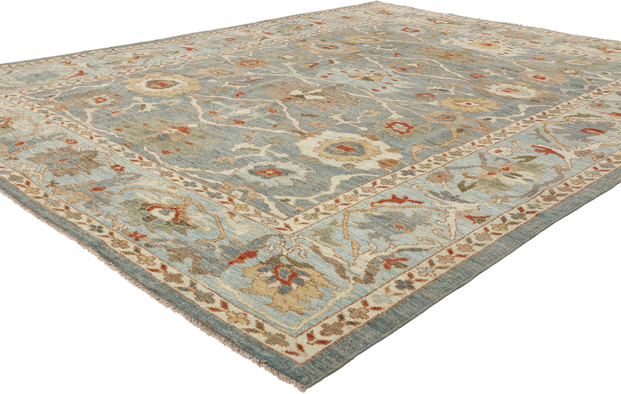 61287 Modern Blue Persian Sultanabad Rug, 08'02 x 10'07. Originating in Iran's Sultanabad region, Persian Sultanabad rugs are esteemed for their outstanding craftsmanship, enduring materials, and intricate detailing. Handwoven with meticulous