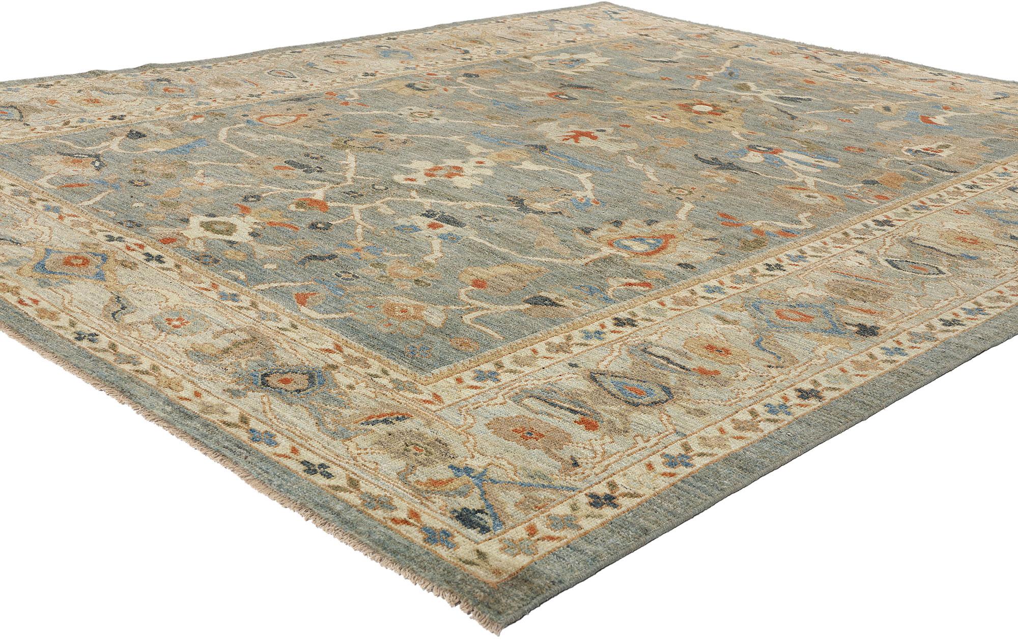 61288 Modern Blue Persian Sultanabad Rug, 08'02 x 10'01. Originating from Iran's Sultanabad region, Persian Sultanabad rugs are highly regarded for their exceptional craftsmanship, durable materials, and intricate designs. Created with meticulous