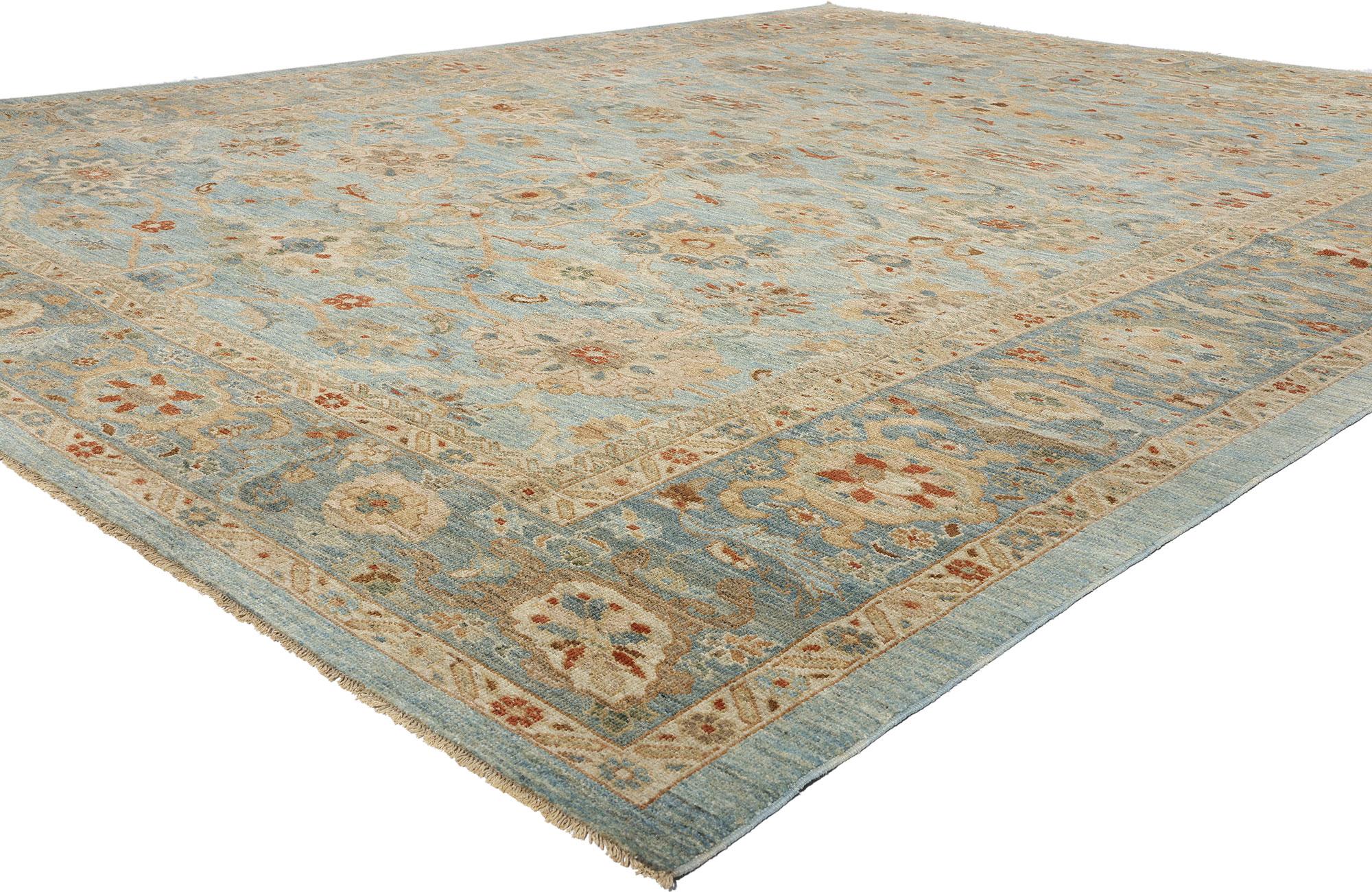 61294 Modern Sky Blue Persian Sultanabad Rug, 12'03 x 15'10. Hailing from Iran's Sultanabad region, Persian Sultanabad rugs are celebrated for their outstanding craftsmanship, durable materials, and elaborate designs. Handcrafted with meticulous