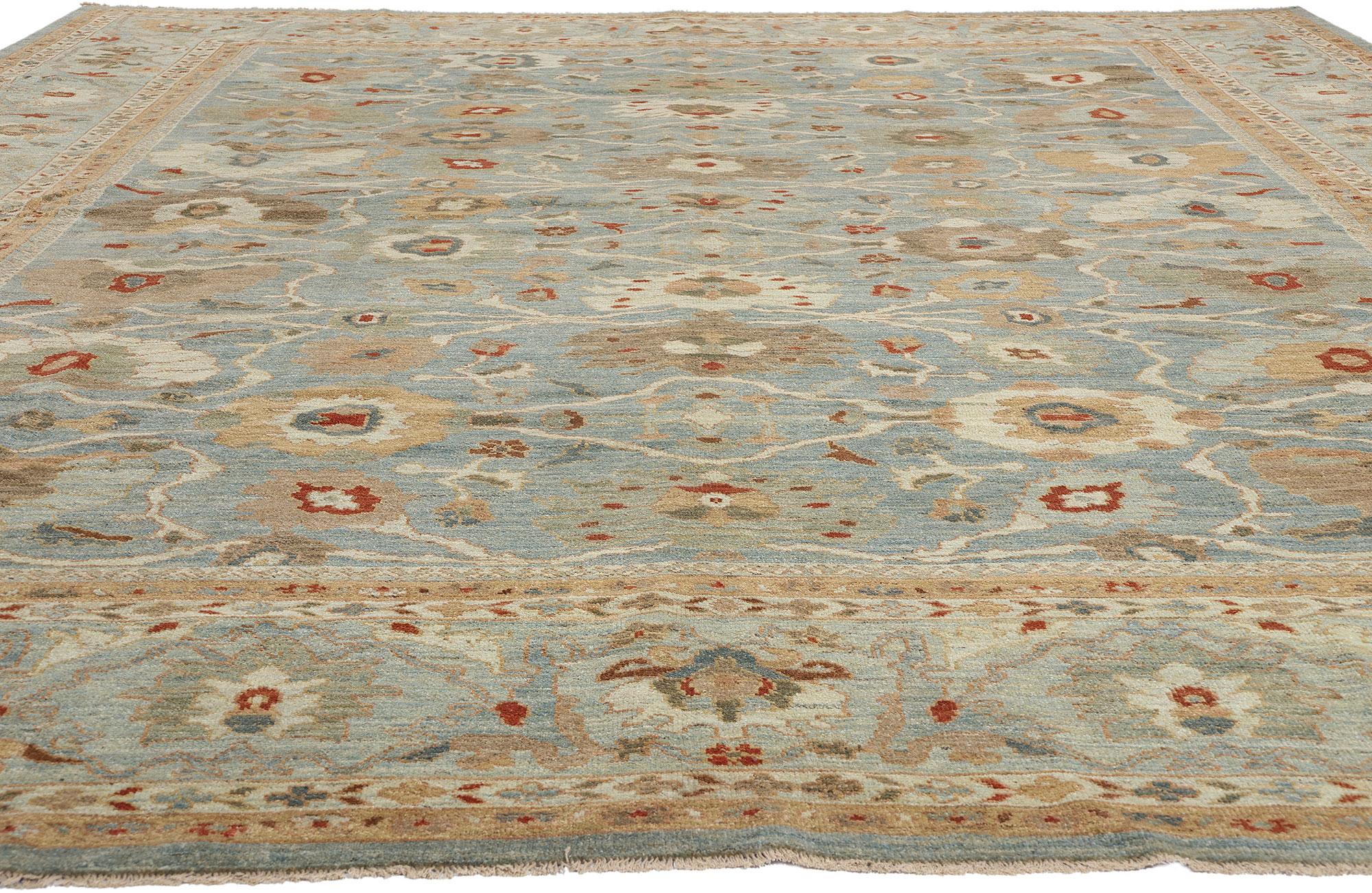 Organic Modern Contemporary Blue Persian Sultanabad Rug For Sale