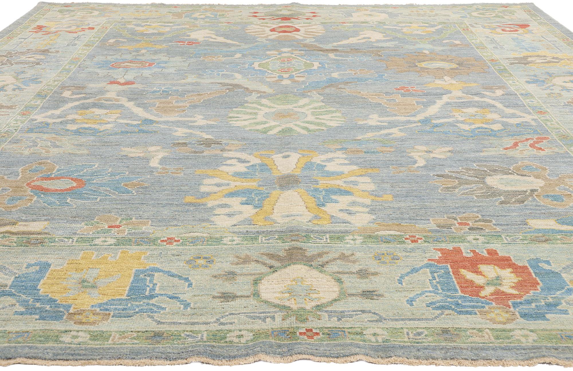 Modern Contemporary Blue Persian Sultanabad Rug For Sale