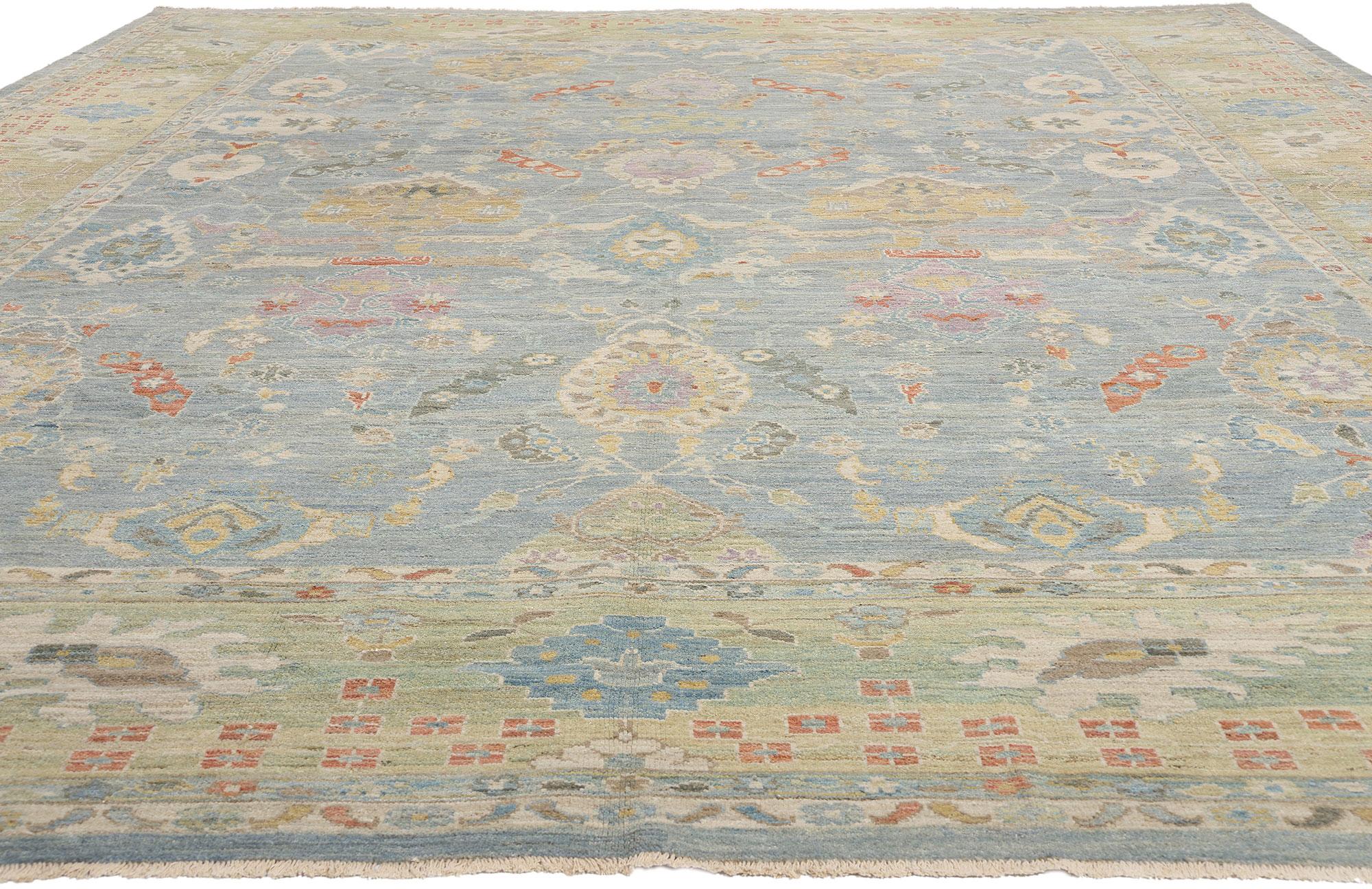 Modern Contemporary Blue Persian Sultanabad Rug For Sale