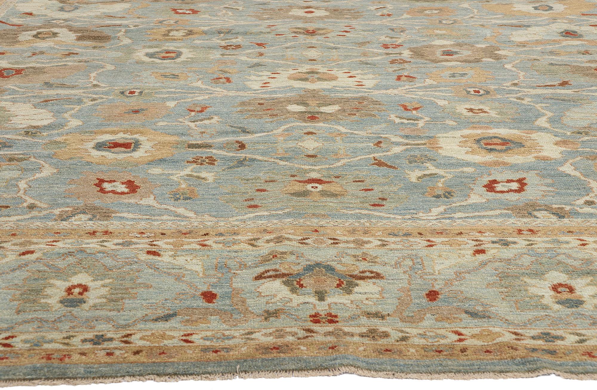 Hand-Knotted Contemporary Blue Persian Sultanabad Rug For Sale