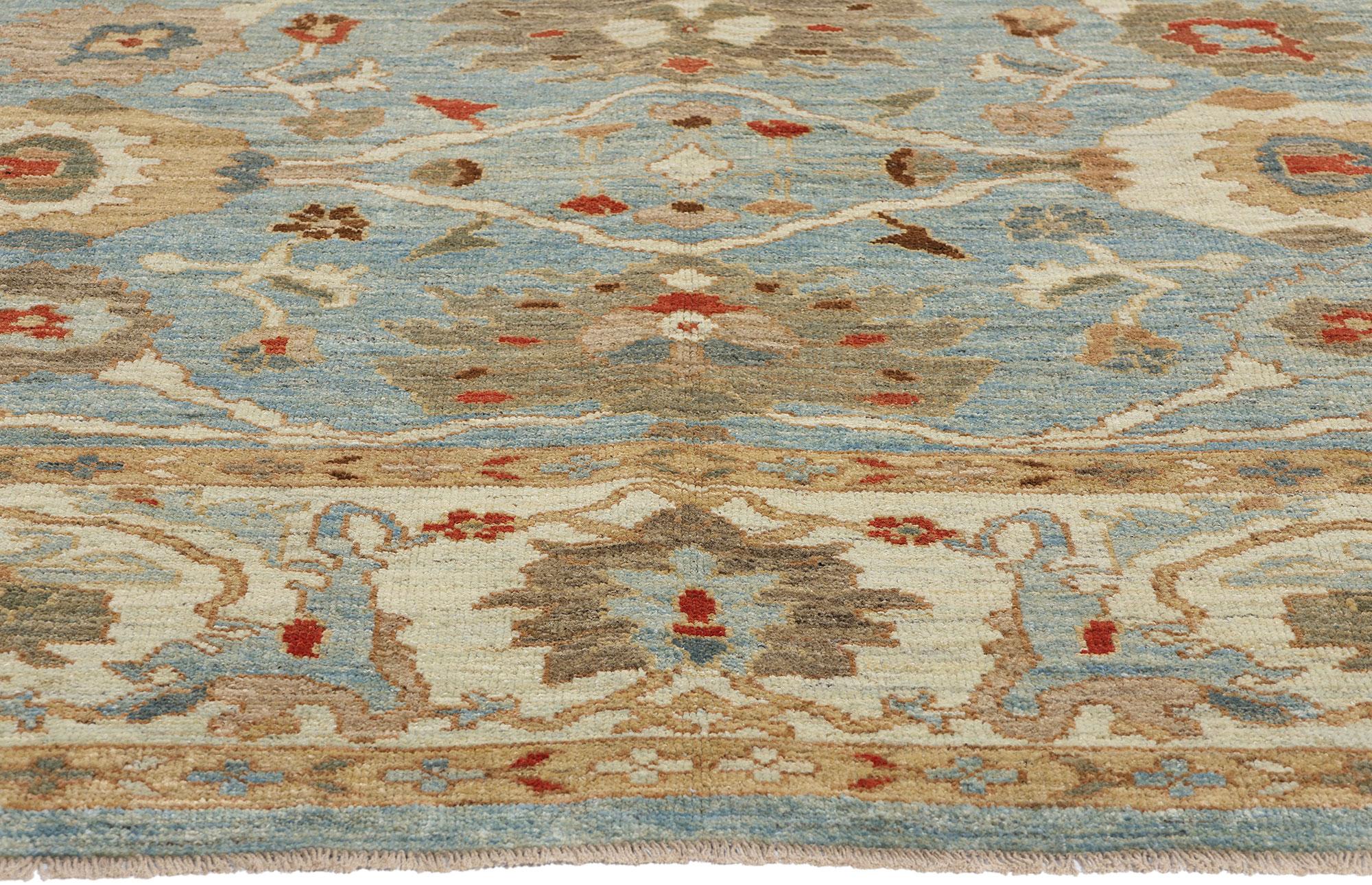 Hand-Knotted Contemporary Blue Persian Sultanabad Rug For Sale