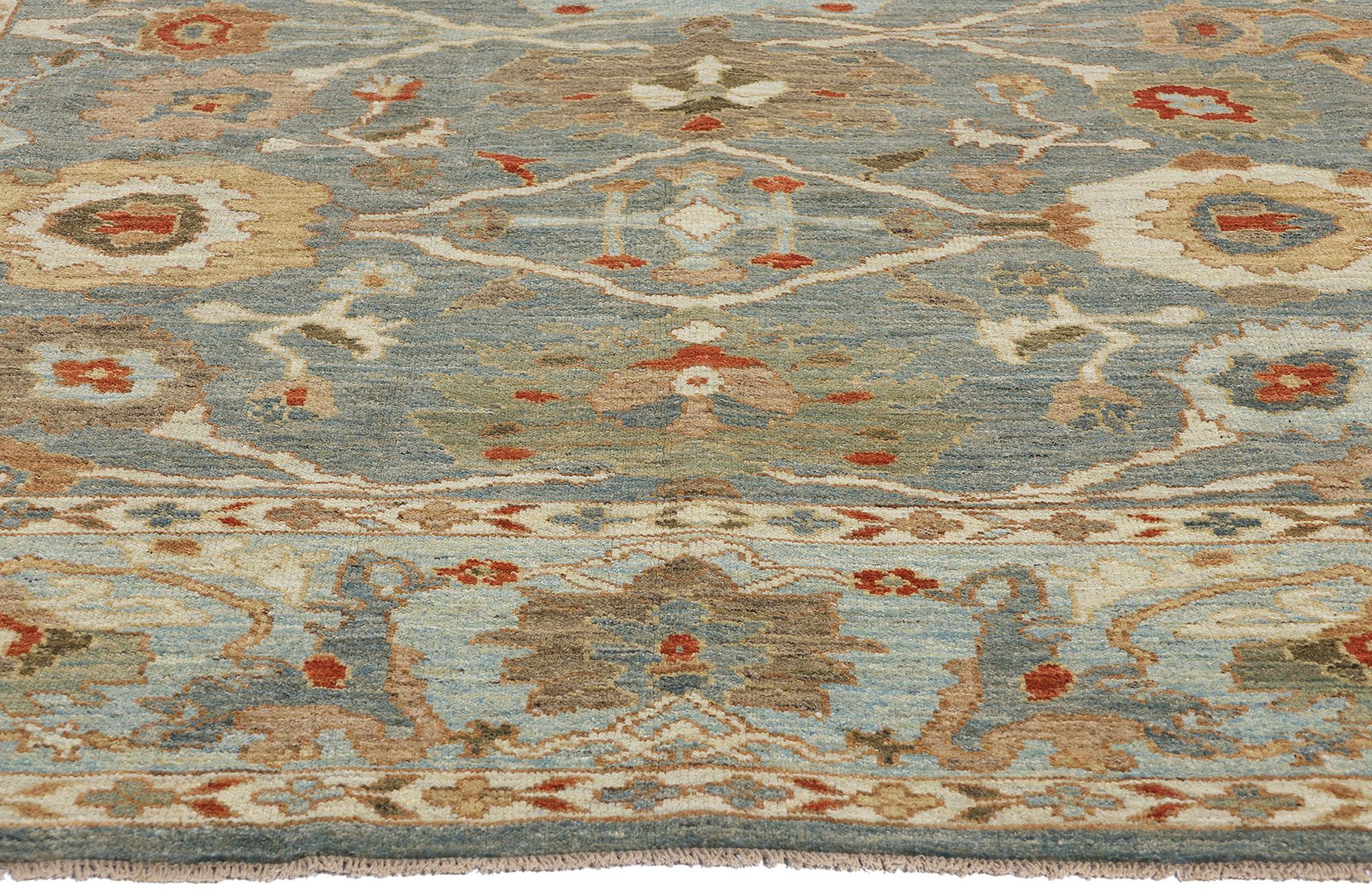 Hand-Knotted Contemporary Blue Persian Sultanabad Rug For Sale