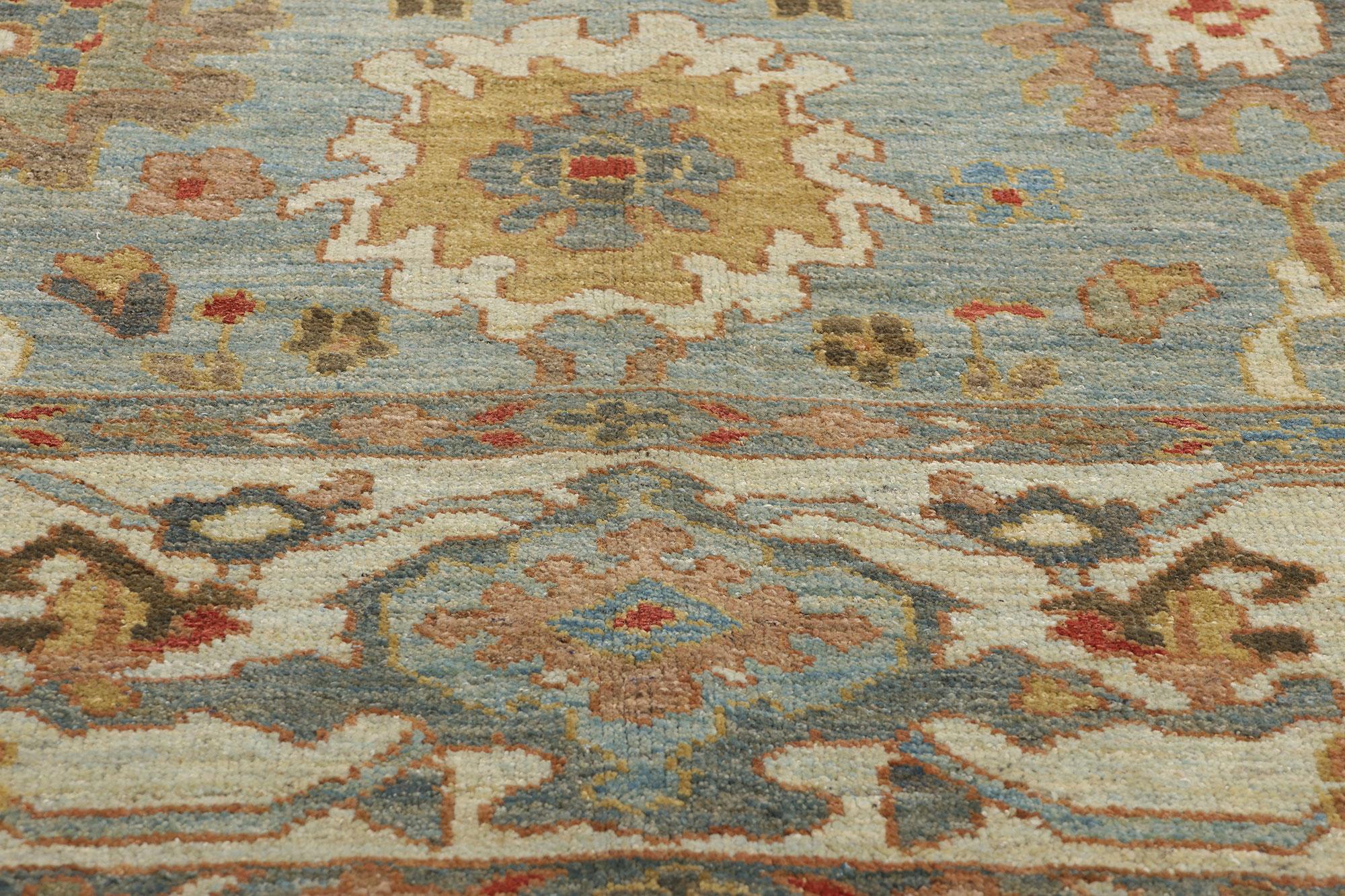 Contemporary Blue Persian Sultanabad Rug In New Condition For Sale In Dallas, TX
