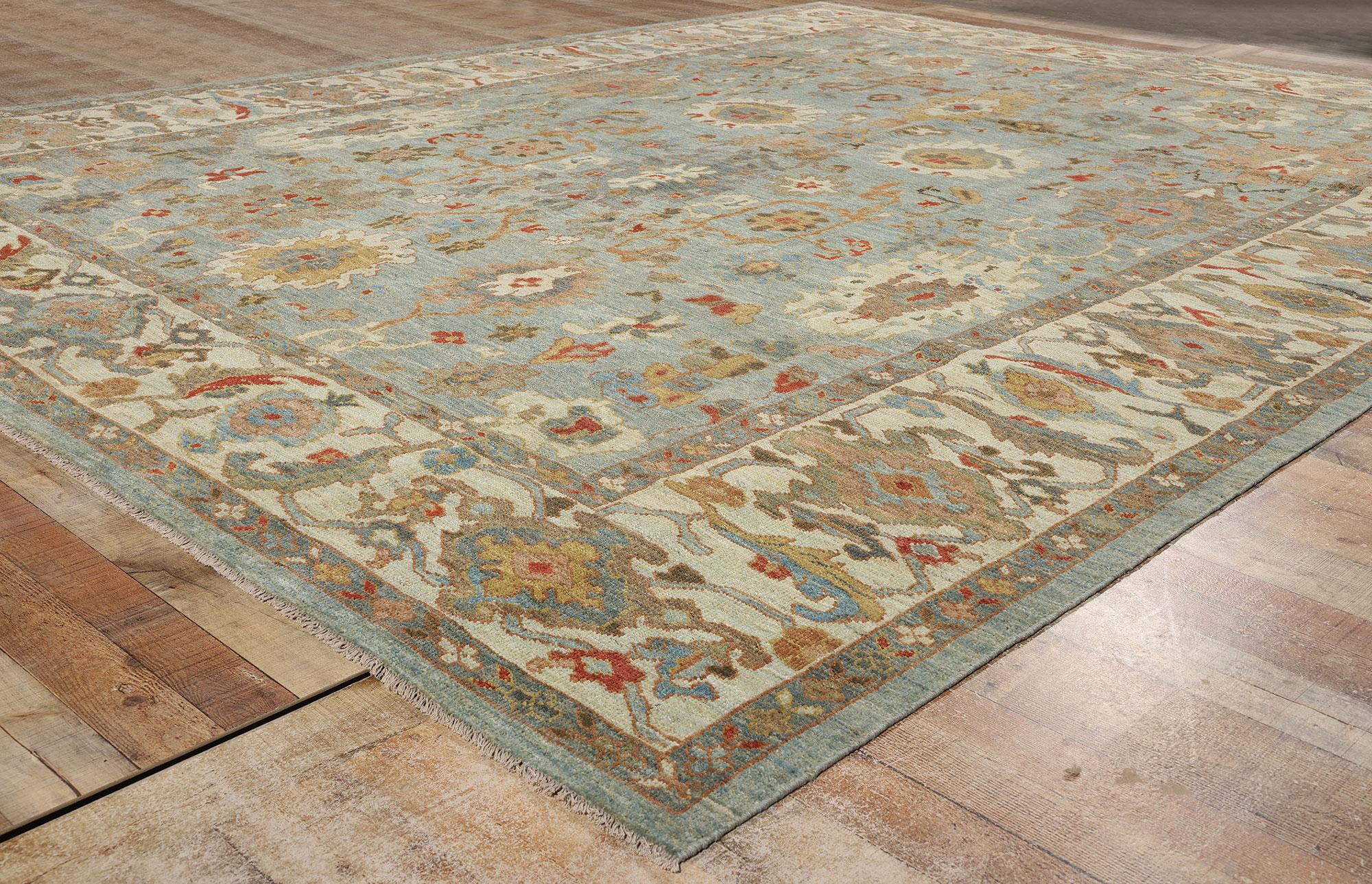 Wool Contemporary Blue Persian Sultanabad Rug For Sale
