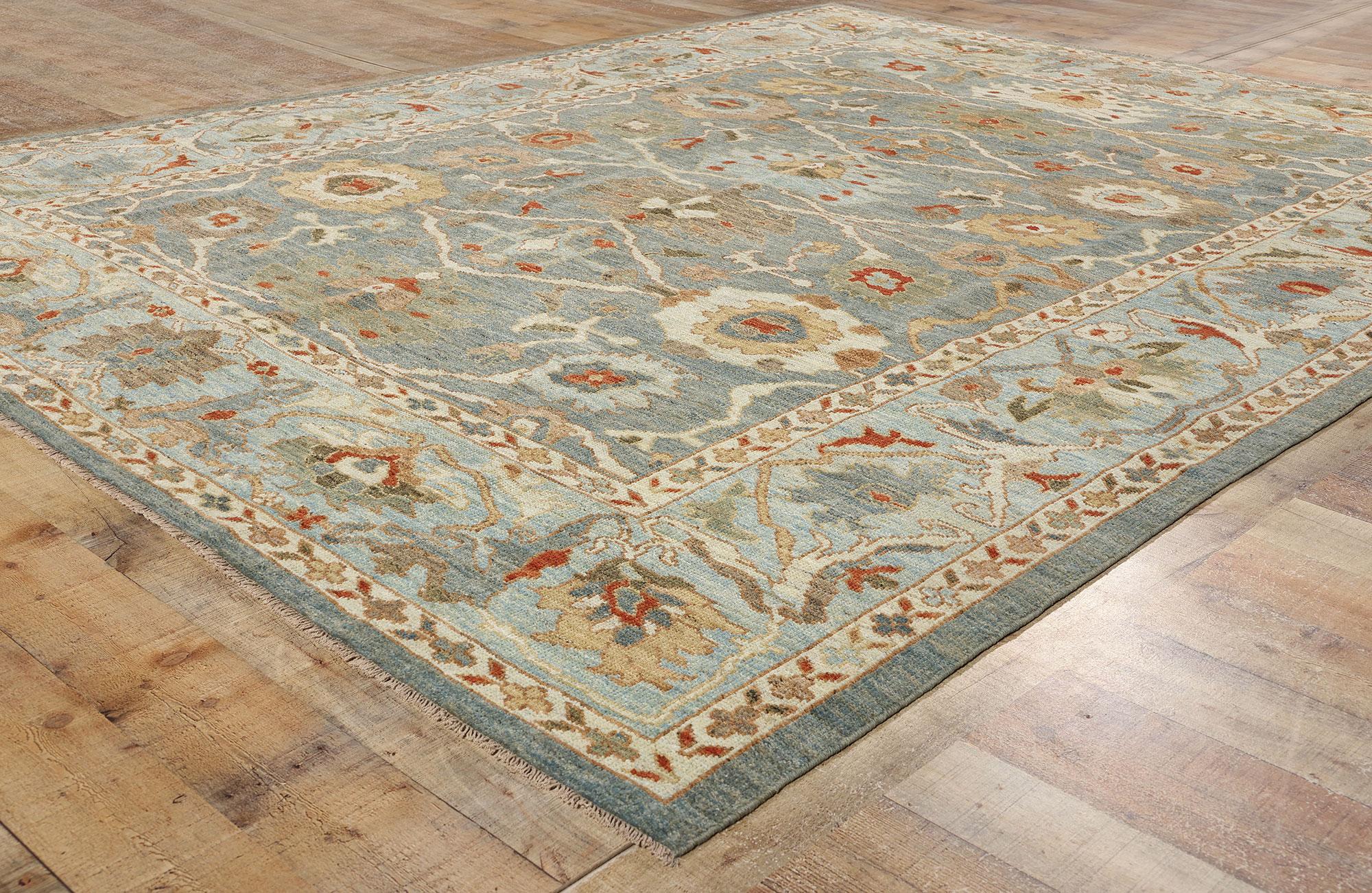 Contemporary Blue Persian Sultanabad Rug For Sale 1