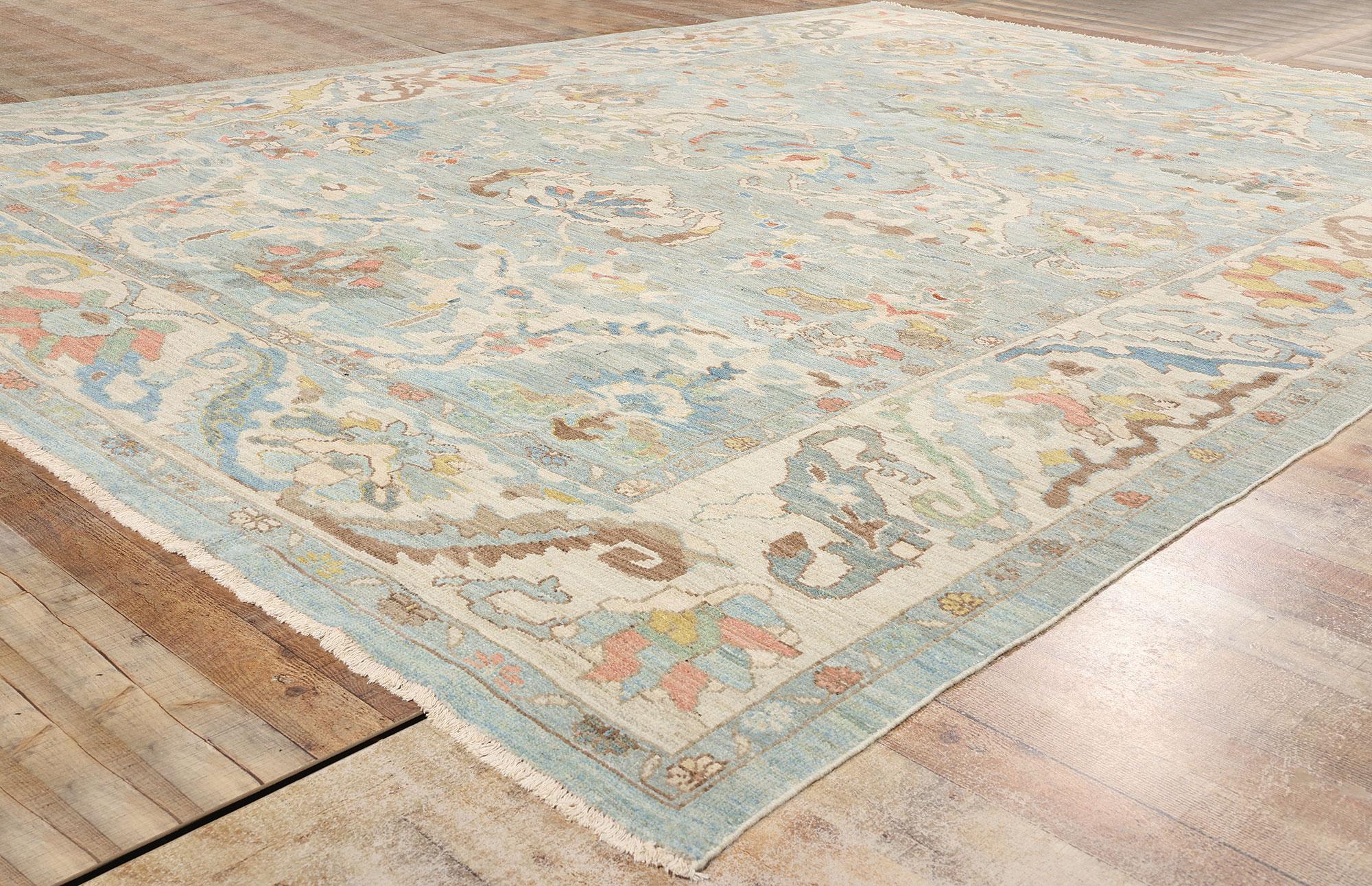 Contemporary Blue Persian Sultanabad Rug (21. Jahrhundert und zeitgenössisch) im Angebot