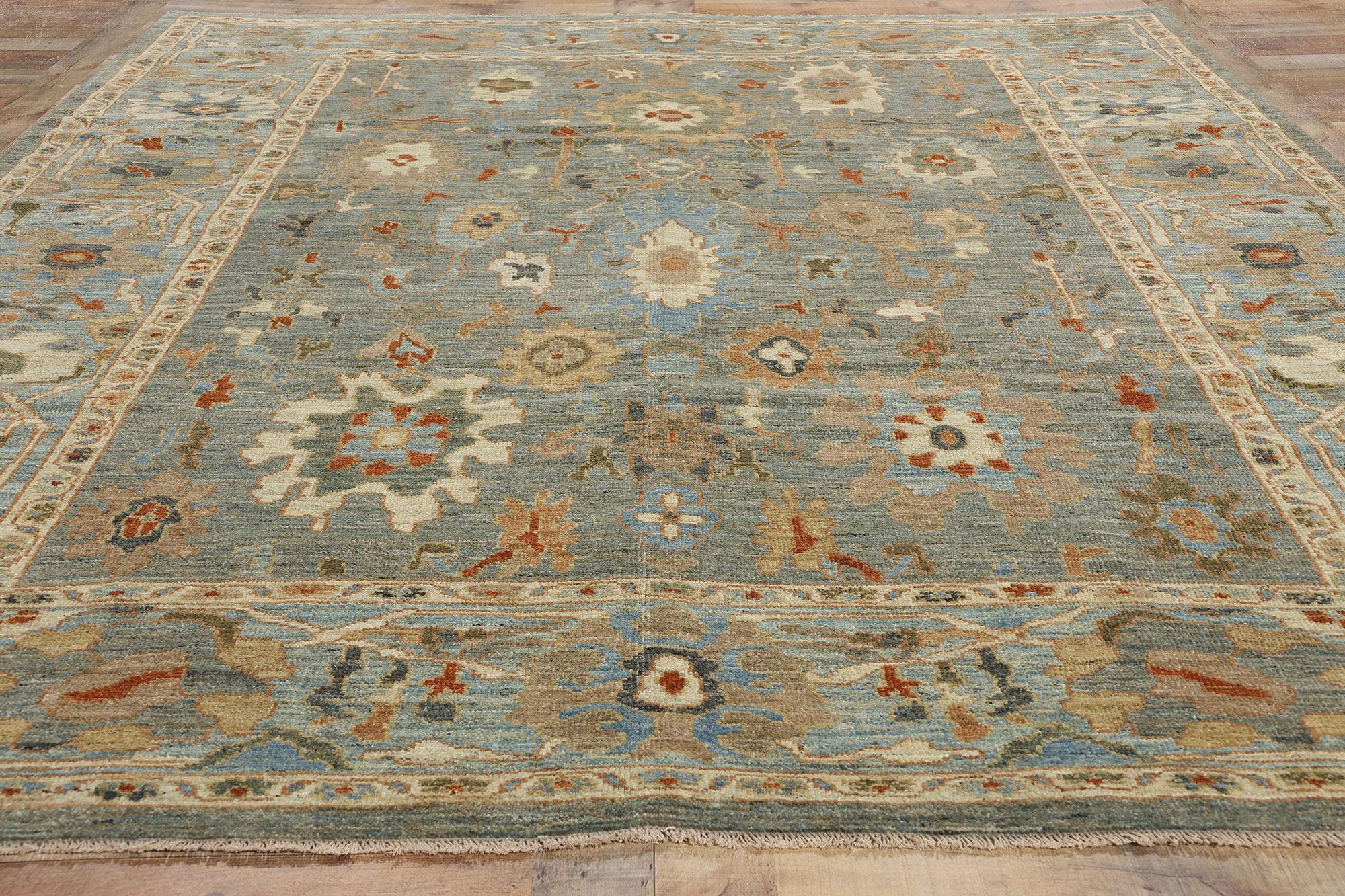 Contemporary Blue Persian Sultanabad Rug For Sale 2