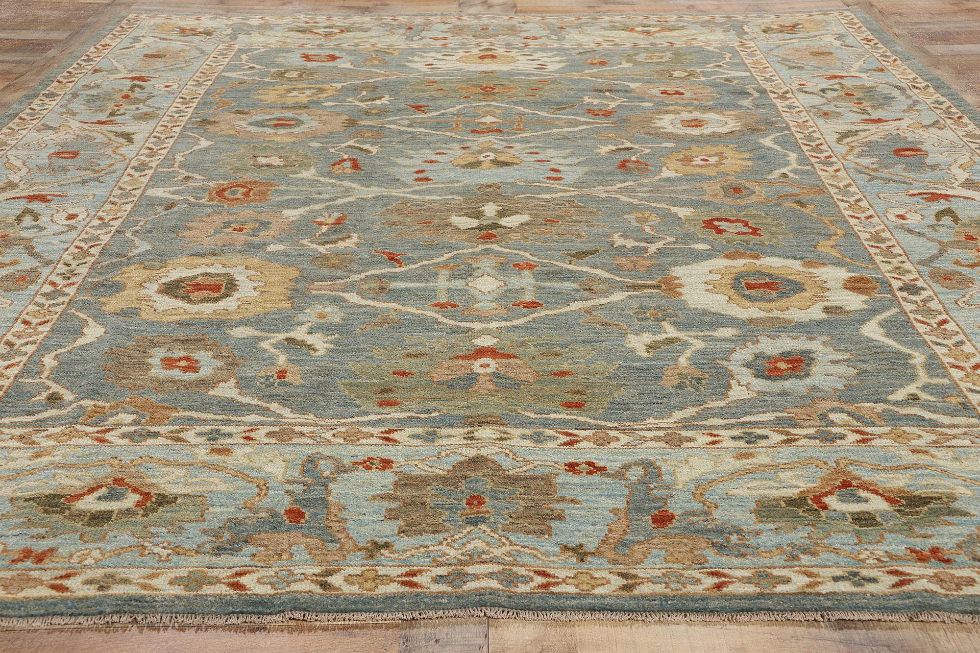 Contemporary Blue Persian Sultanabad Rug (Wolle) im Angebot