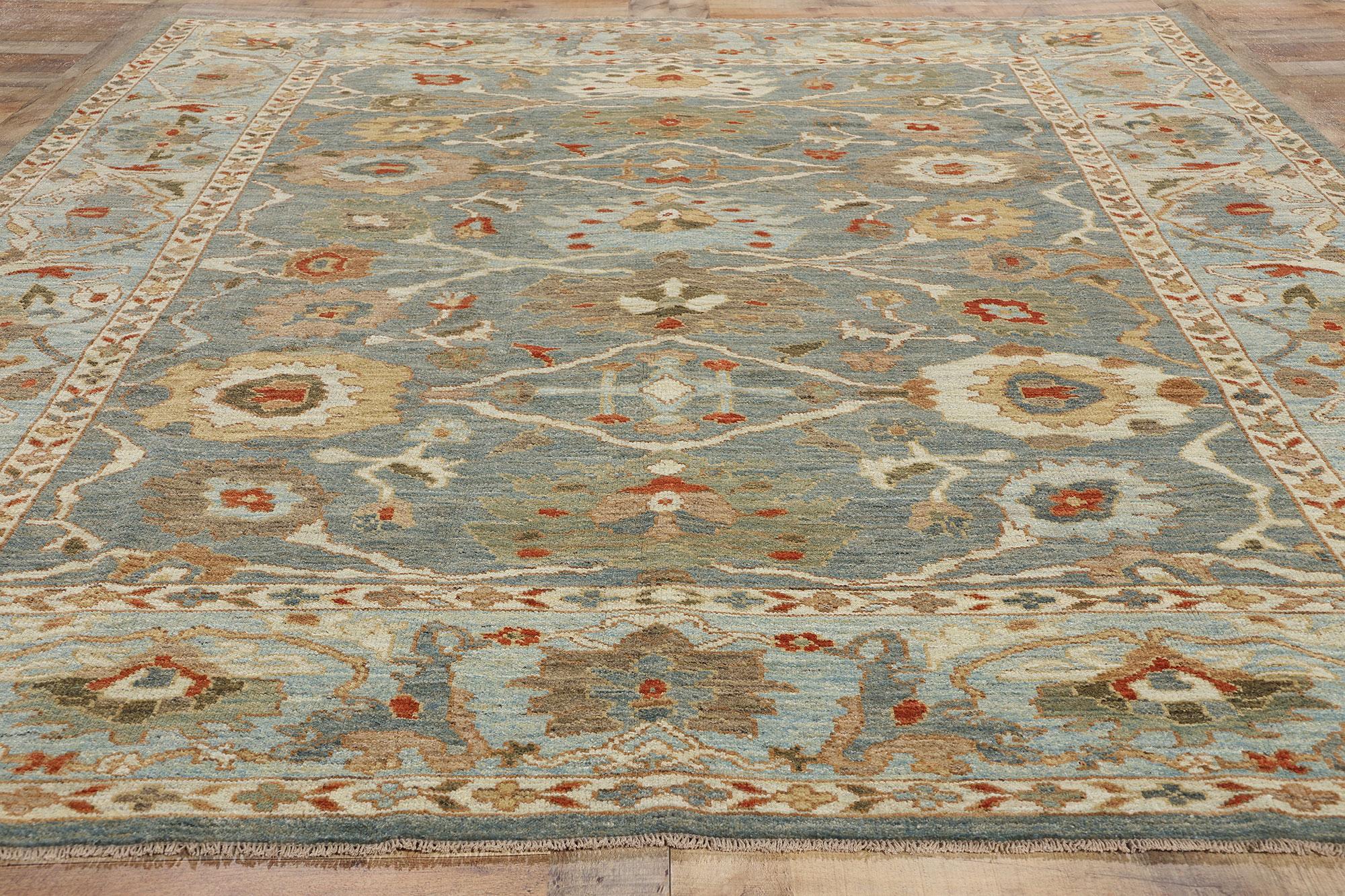 Contemporary Blue Persian Sultanabad Rug For Sale 2