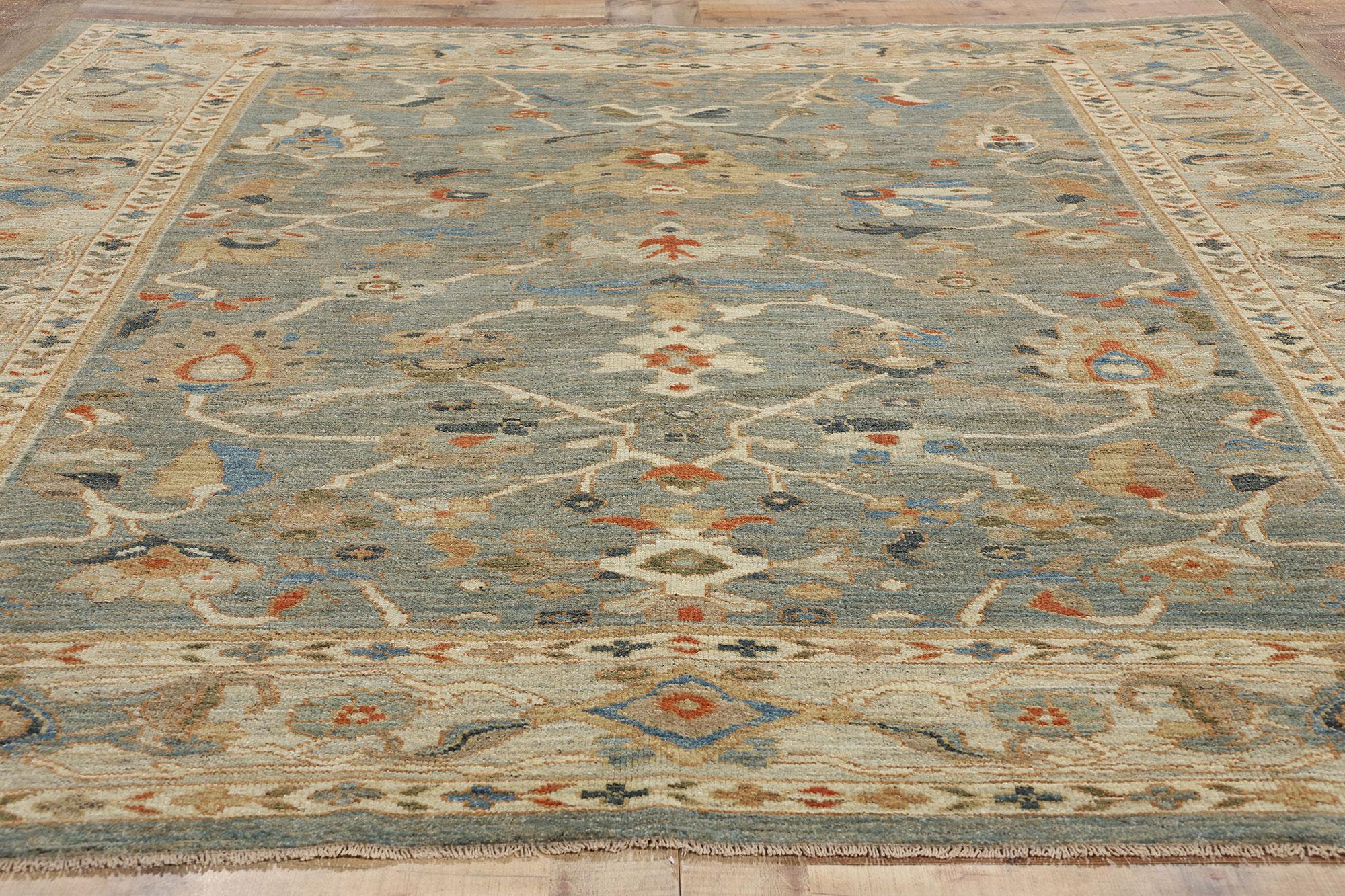 Contemporary Blue Persian Sultanabad Rug (Wolle) im Angebot