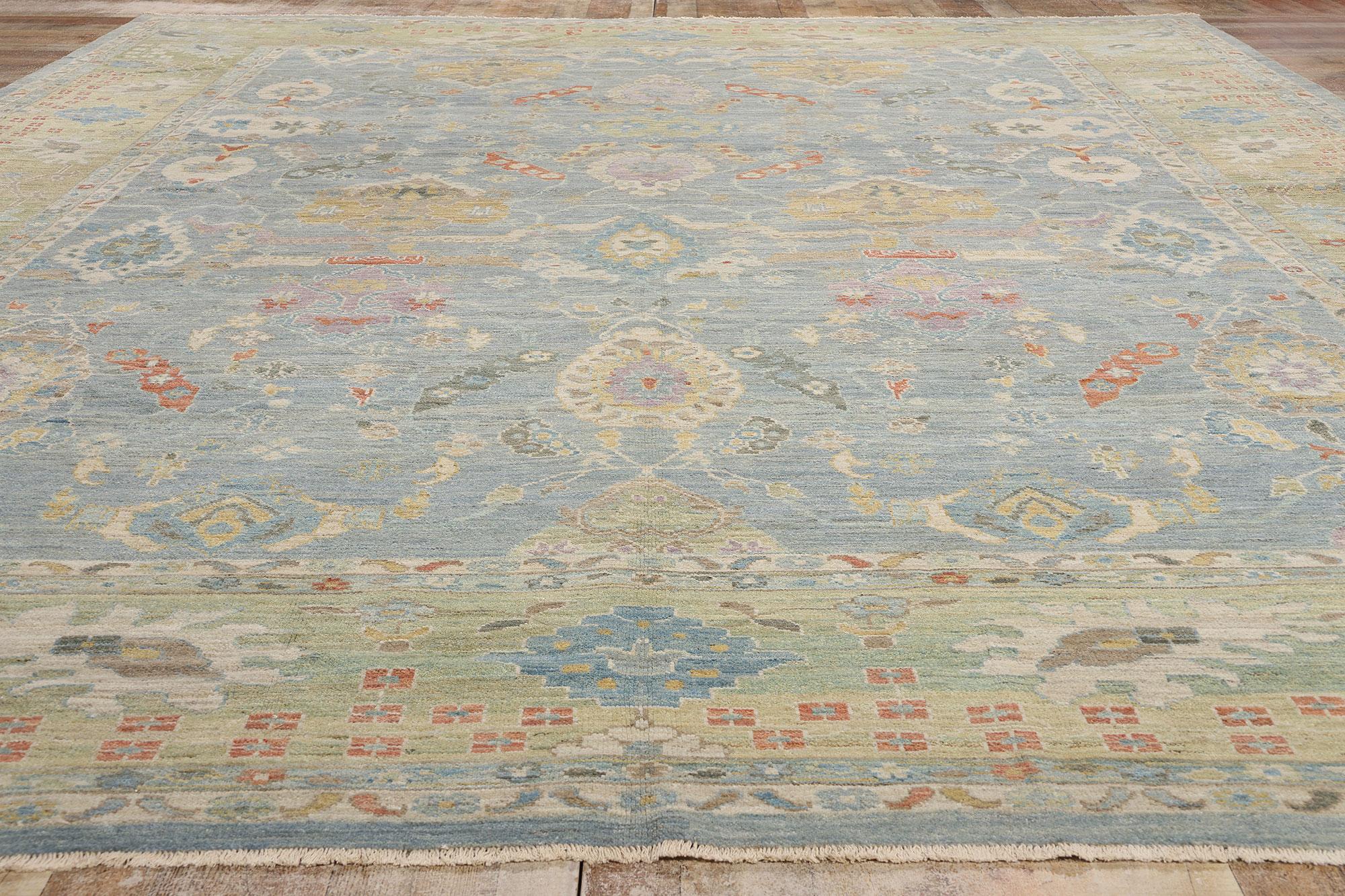Contemporary Blue Persian Sultanabad Rug For Sale 2