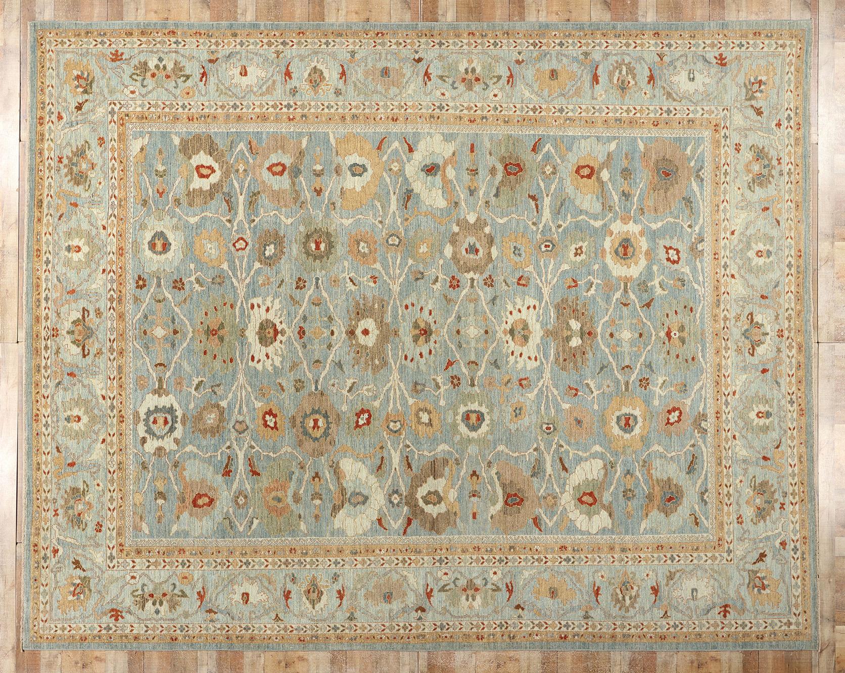 Contemporary Blue Persian Sultanabad Rug For Sale 3