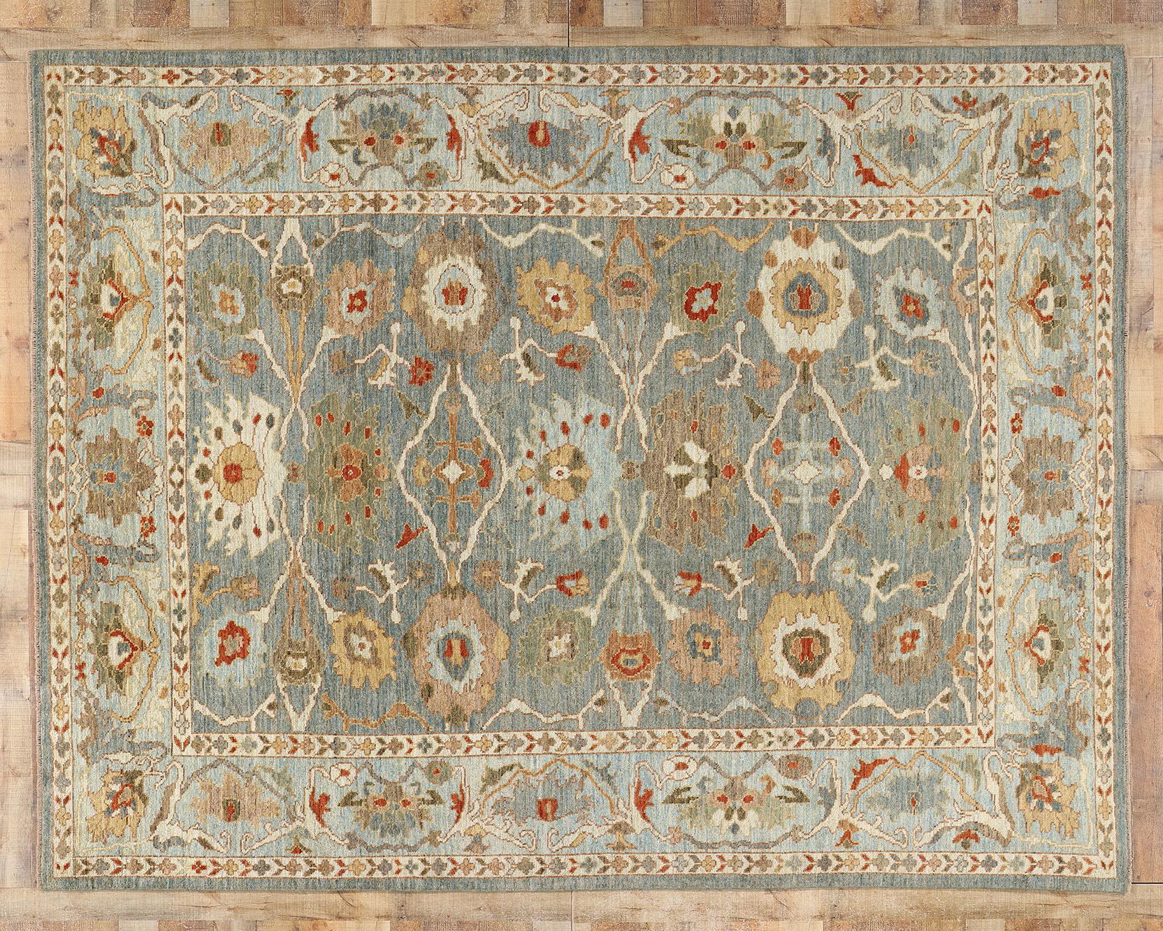 Contemporary Blue Persian Sultanabad Rug For Sale 3